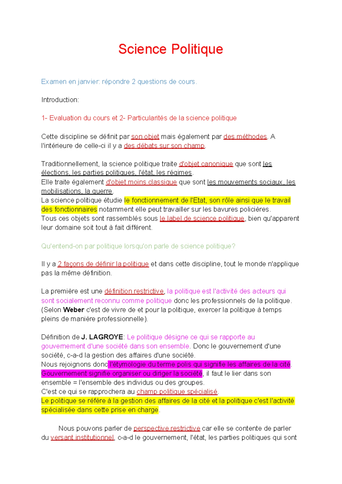 Sciences politiques - Cours de Science Politique de L1 droit - Sciences ...