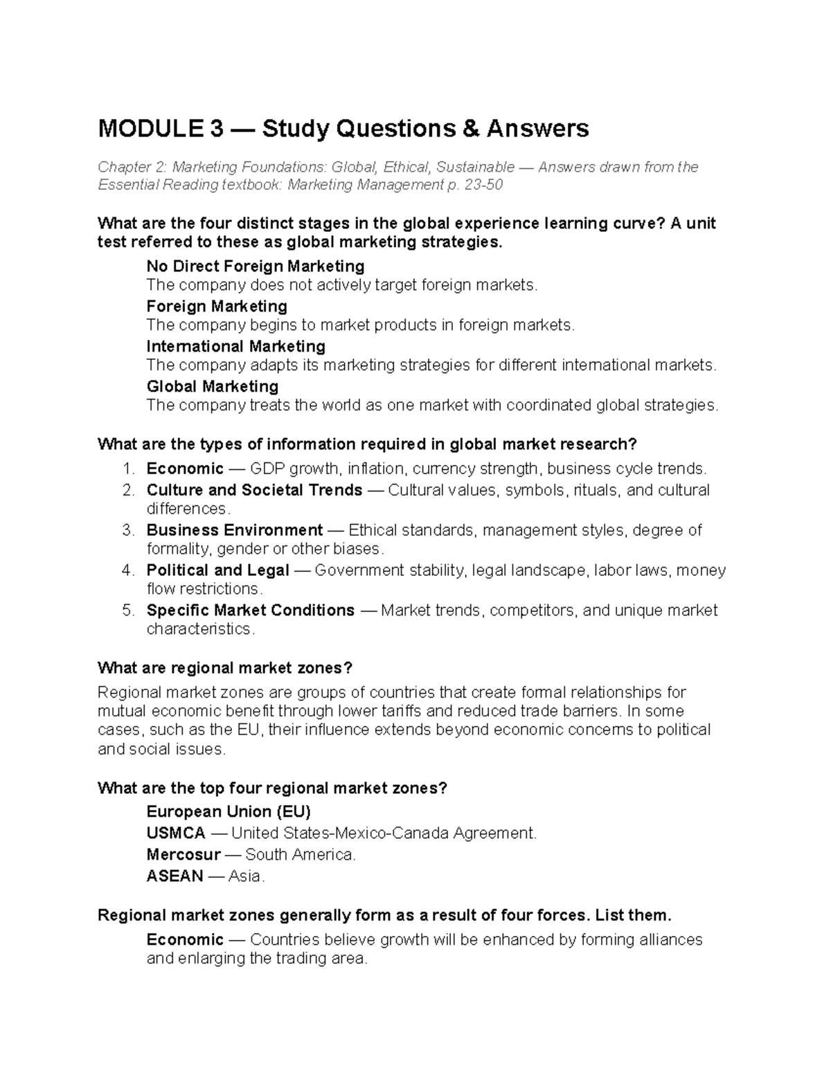 Module 3 Study Guide: Global Marketing Strategies & Concepts - Studocu