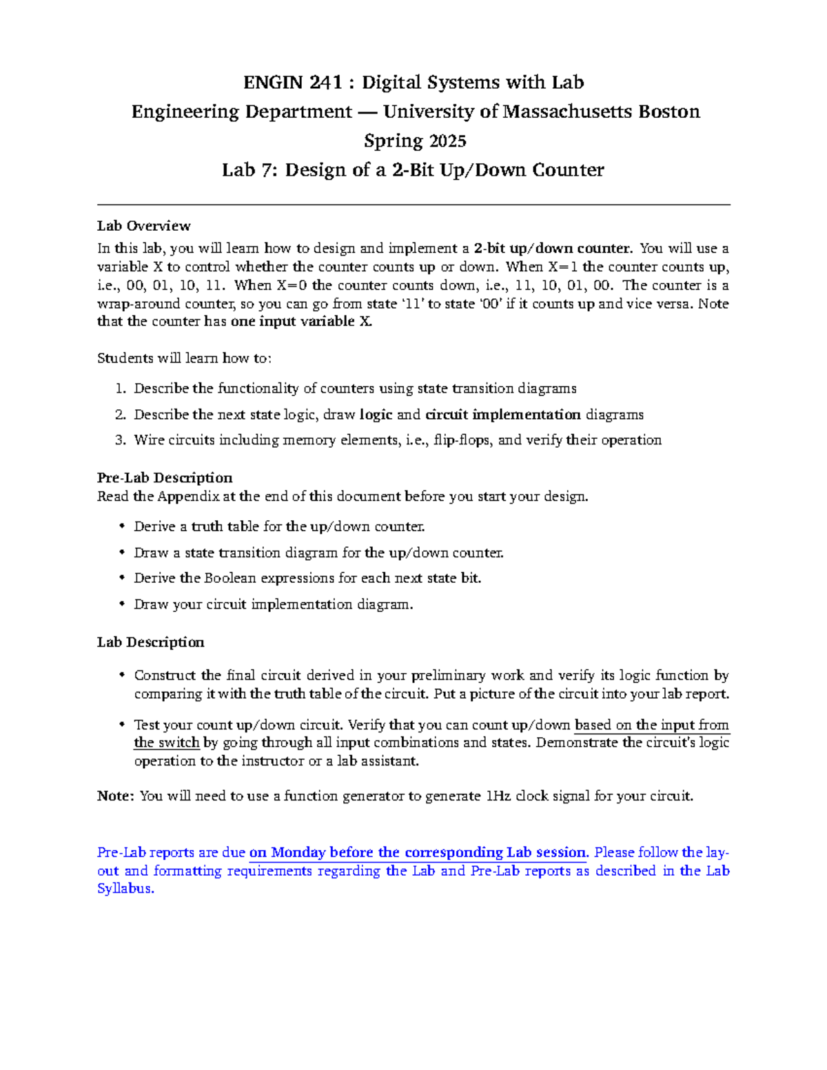 ENGIN 241: Lab 7 - Designing a Counter for Digital Systems - Studocu