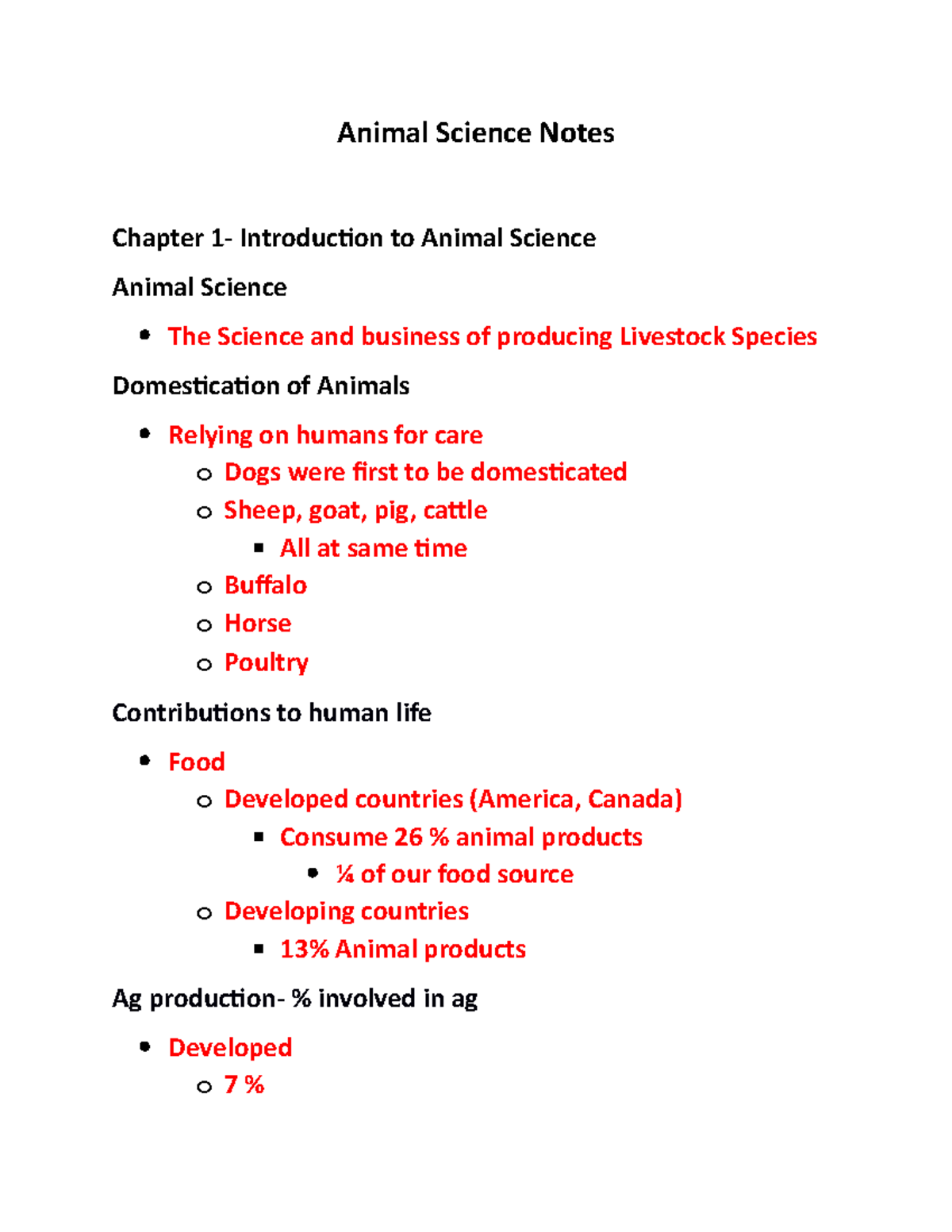 Chapter 1 Animal Science Notes - Animal Science Notes Chapter 1 ...