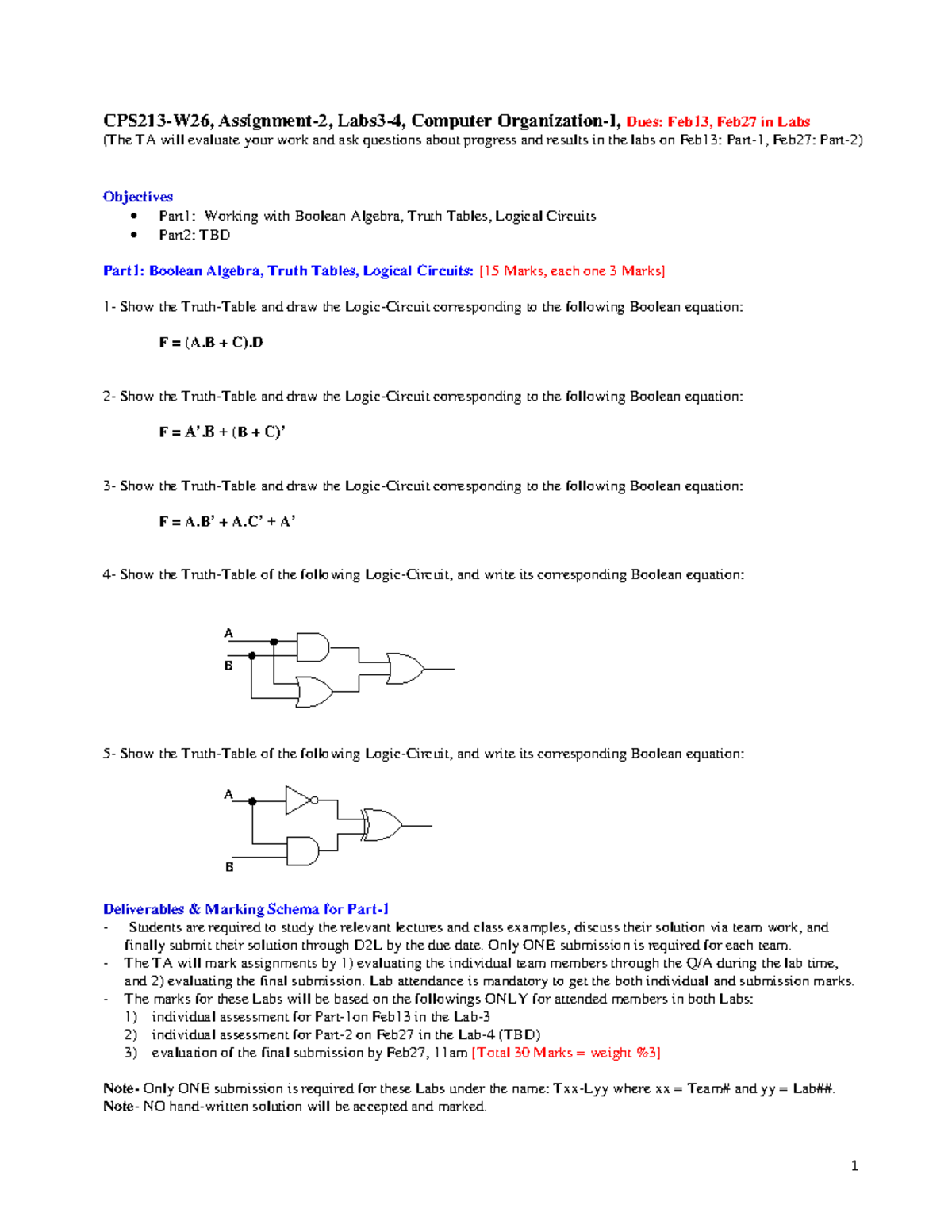 Computer Labs 3-4: Boolean Algebra & Logical Circuits Evaluation - Studocu