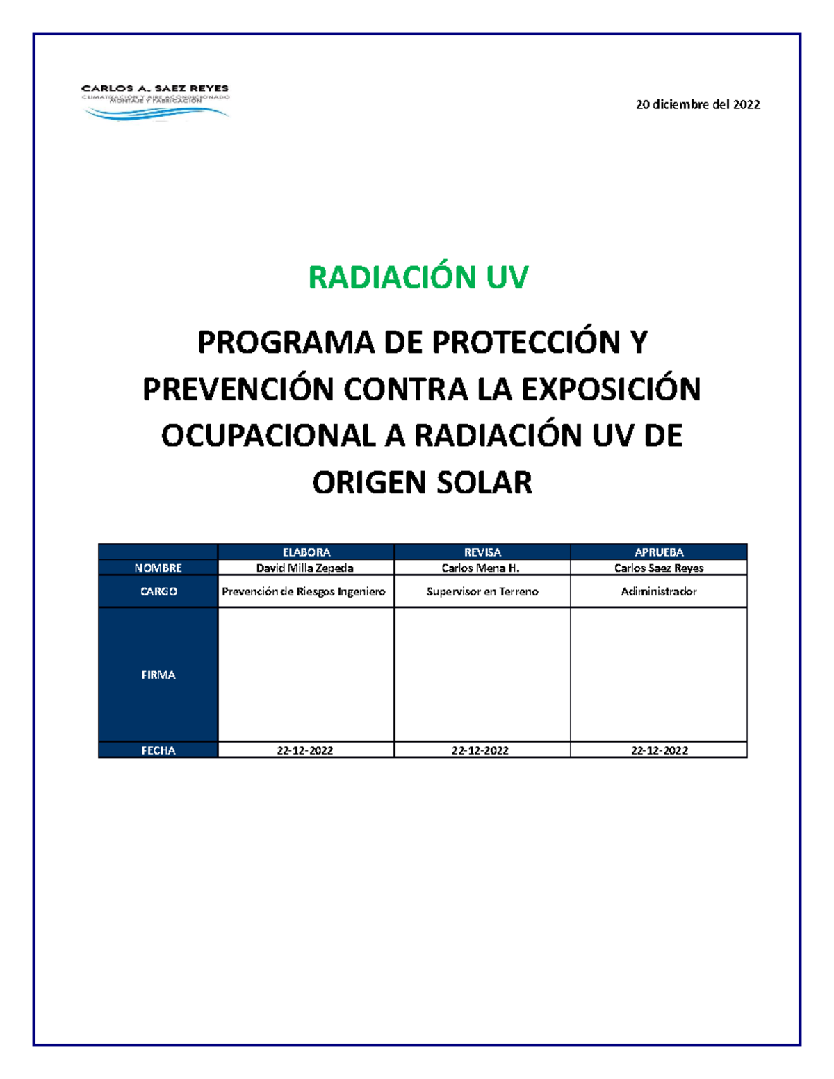 Plan de Protección y Prevención RUV - Modelo TMERT-EESS 7681-PRO-MINSAL ...