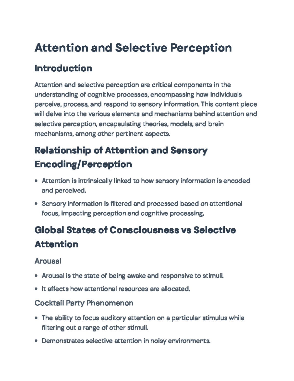 Understanding Attention and Selective Perception in Cognitive Processes ...