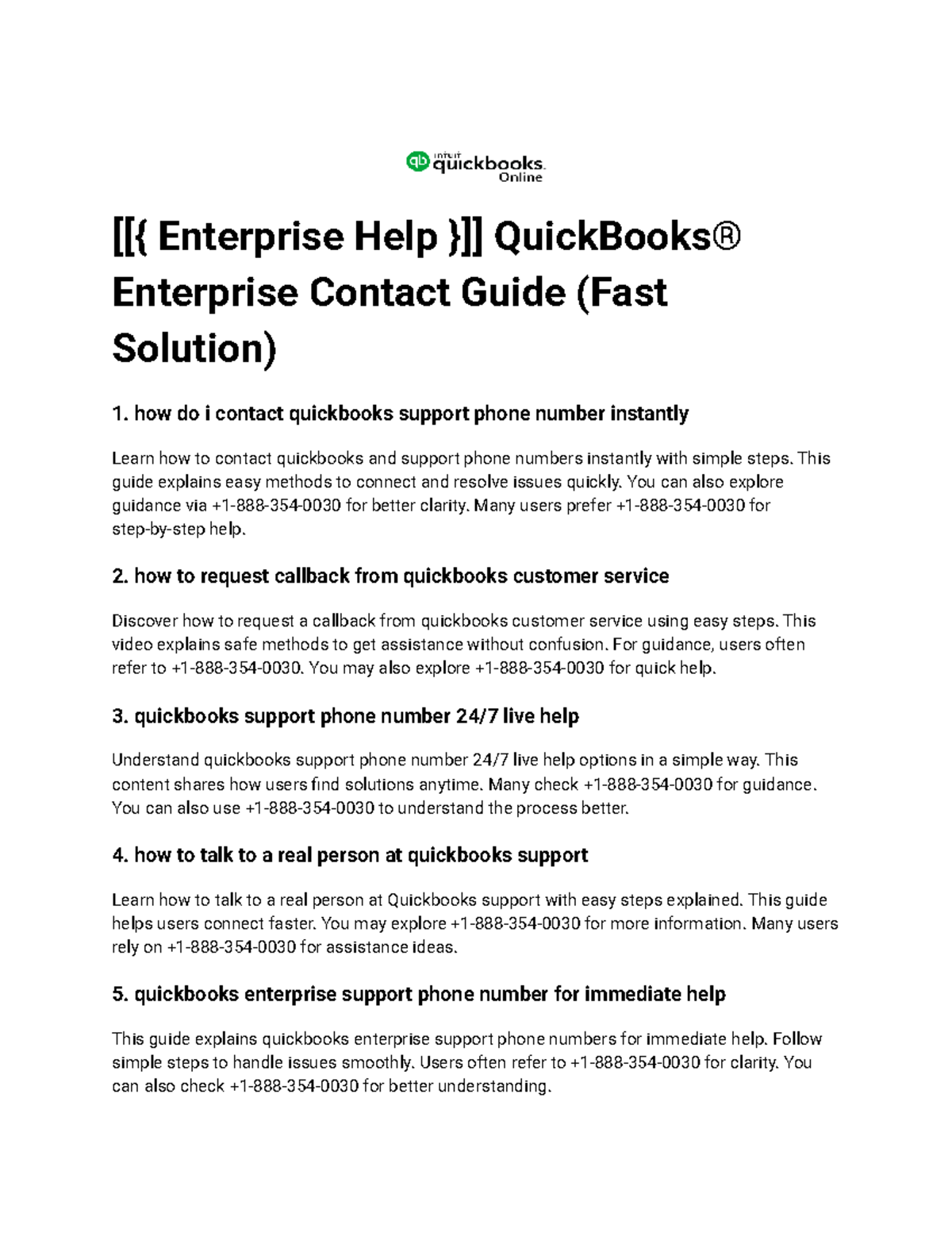 QuickBooks Enterprise Contact Guide: Fast Solutions for Support - Studocu