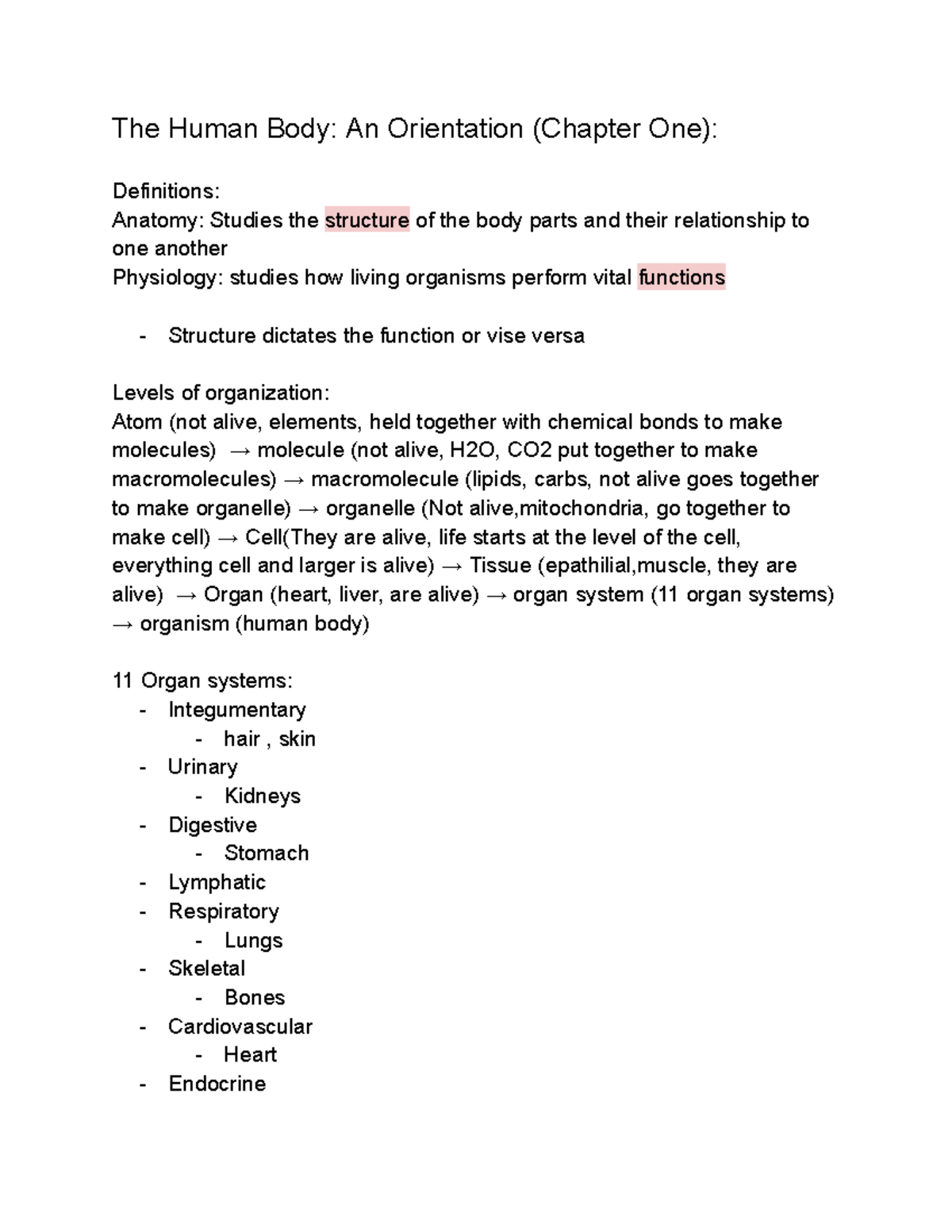 Human Anatomy and Physiology (BIO 101): Key Concepts Overview - Studocu