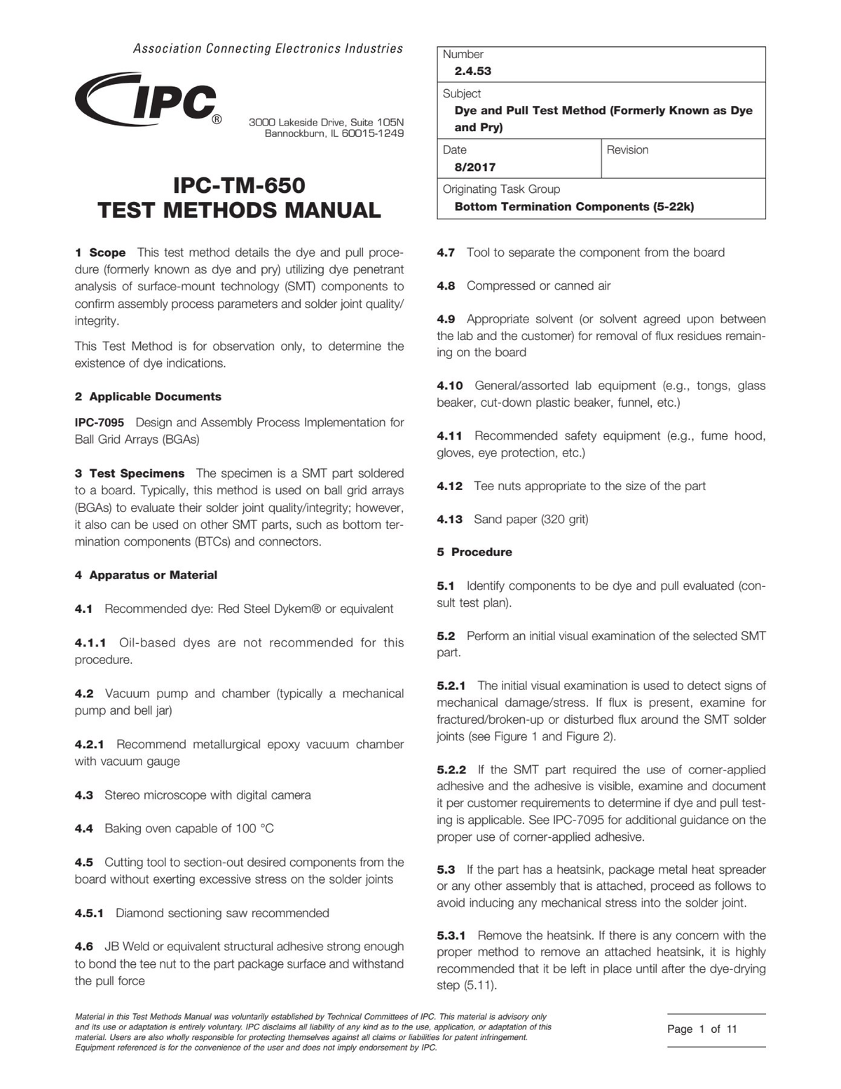 IPC 2.4.53 Dye and Pull Test Method: Detailed Procedure and Guidelines ...