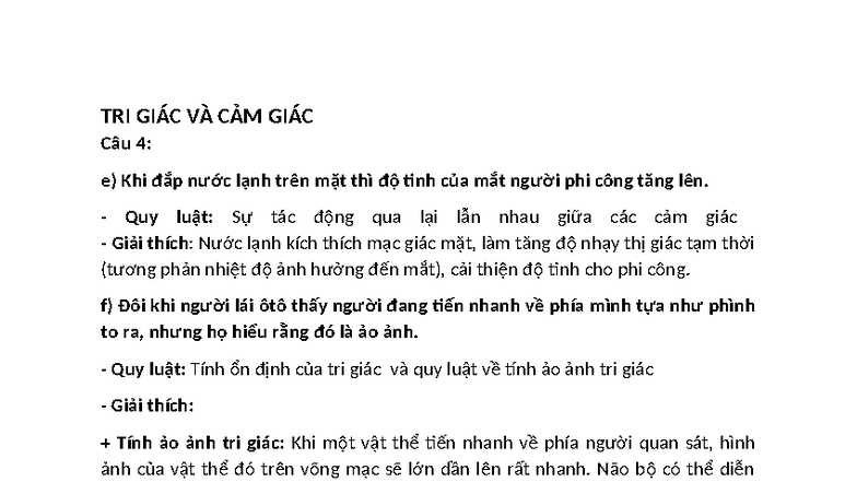 TRI GIÁC VÀ CẢM GIÁC - Tâm Lý Học Cơ Bản - Studocu