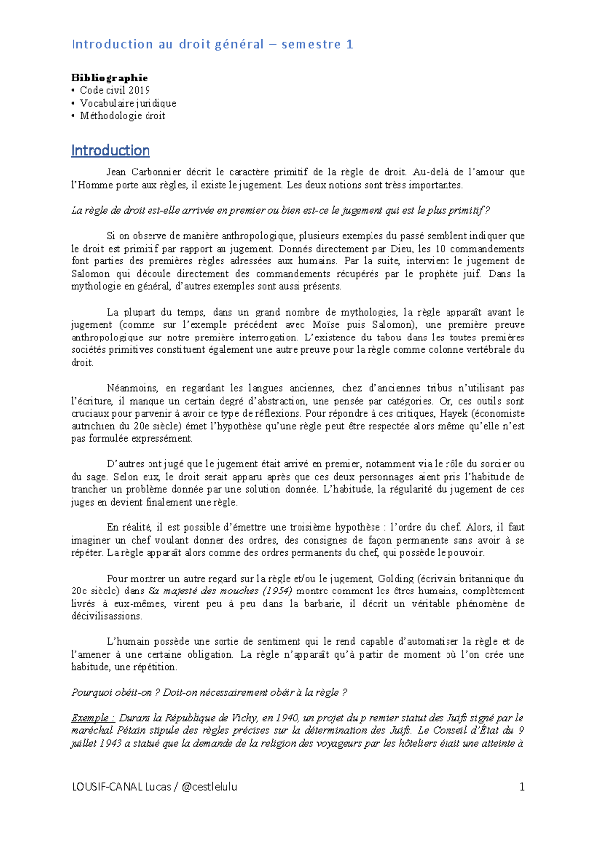 Introduction au Droit Général S1 : Concepts et Principes Essentiels ...