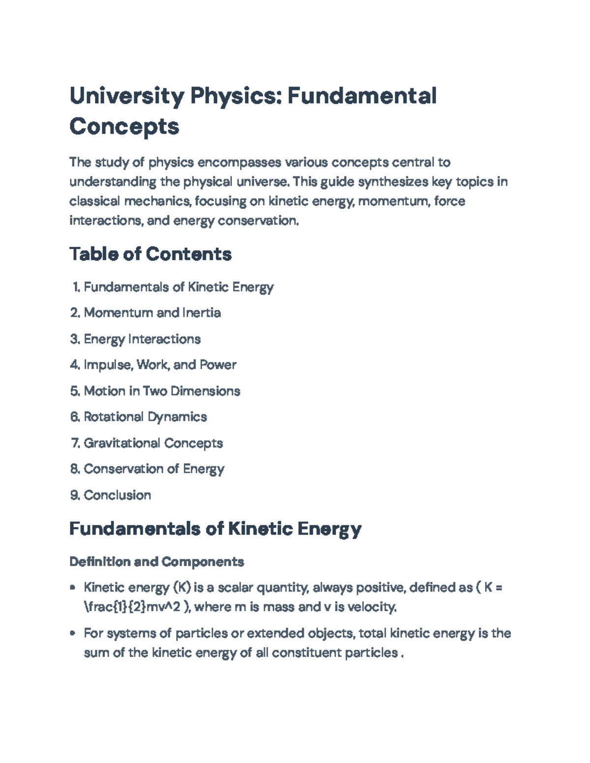 University Physics (PHYS101): Key Concepts in Classical Mechanics ...