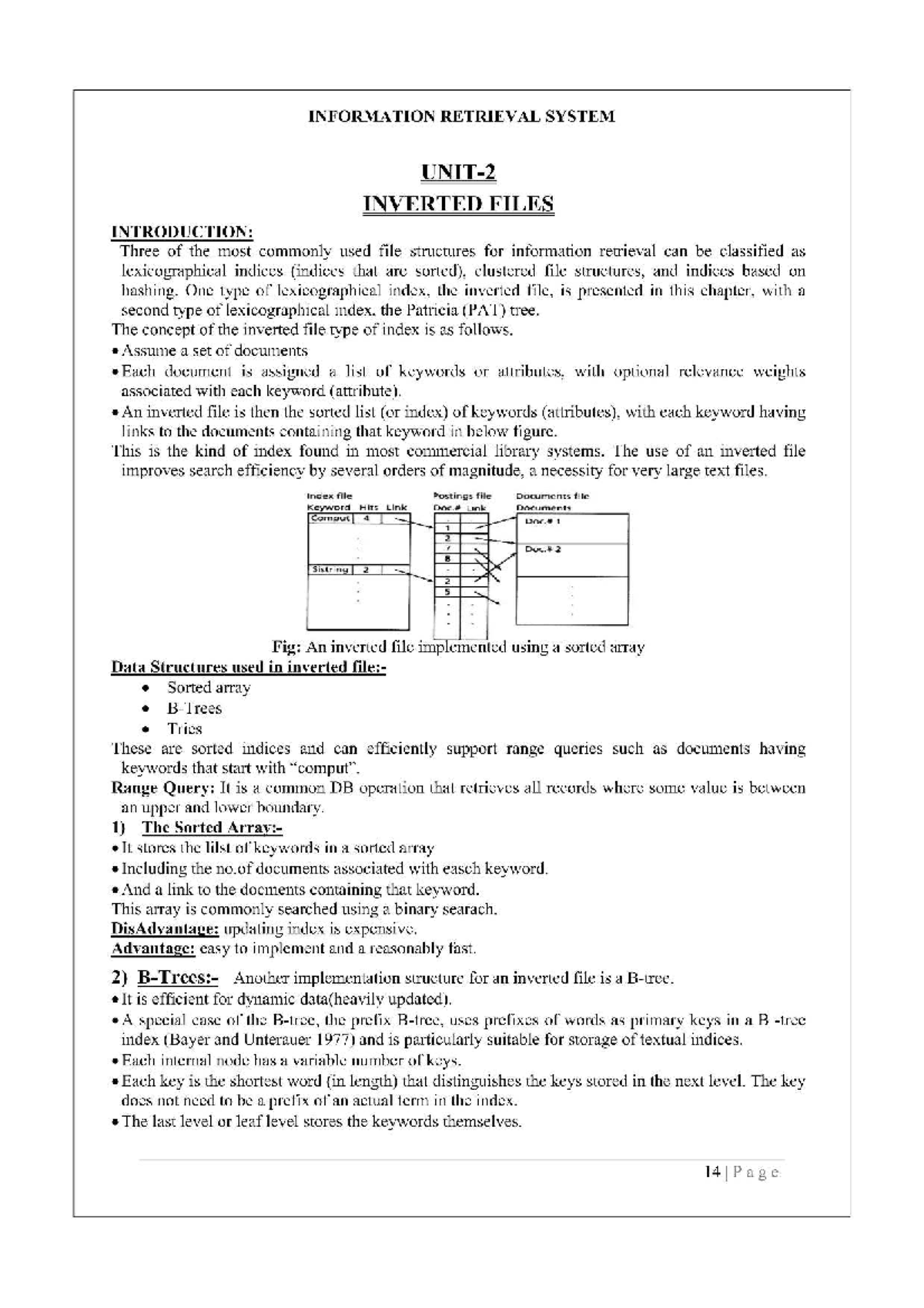 UNIT-2: Inverted Files in Information Retrieval Systems - Studocu