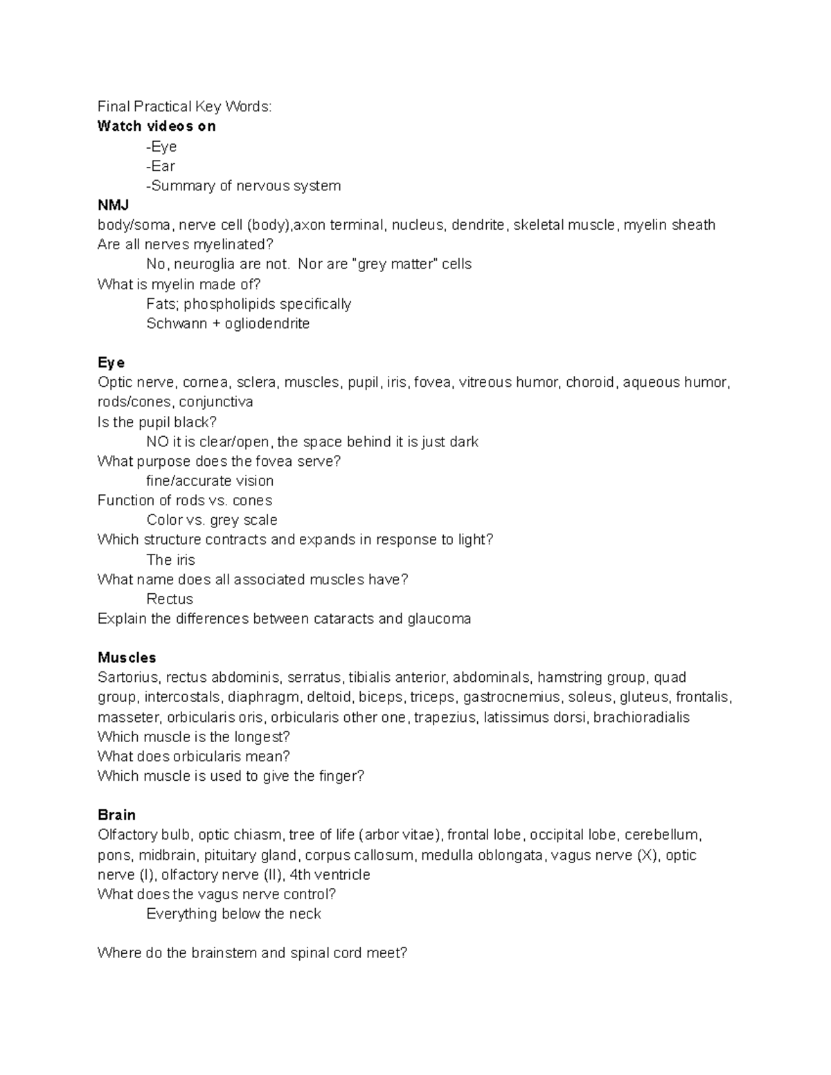 A&P Final practical - Lecture notes Second half of the semester - Final ...