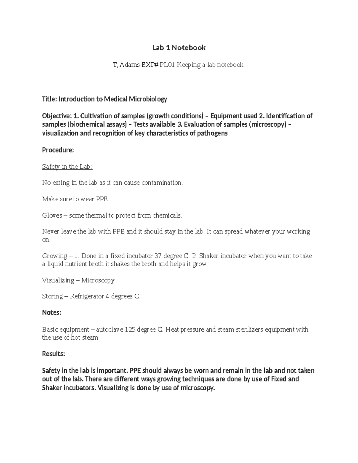 Lab 1 Notebook: Introduction to Medical Microbiology Notes - Studocu