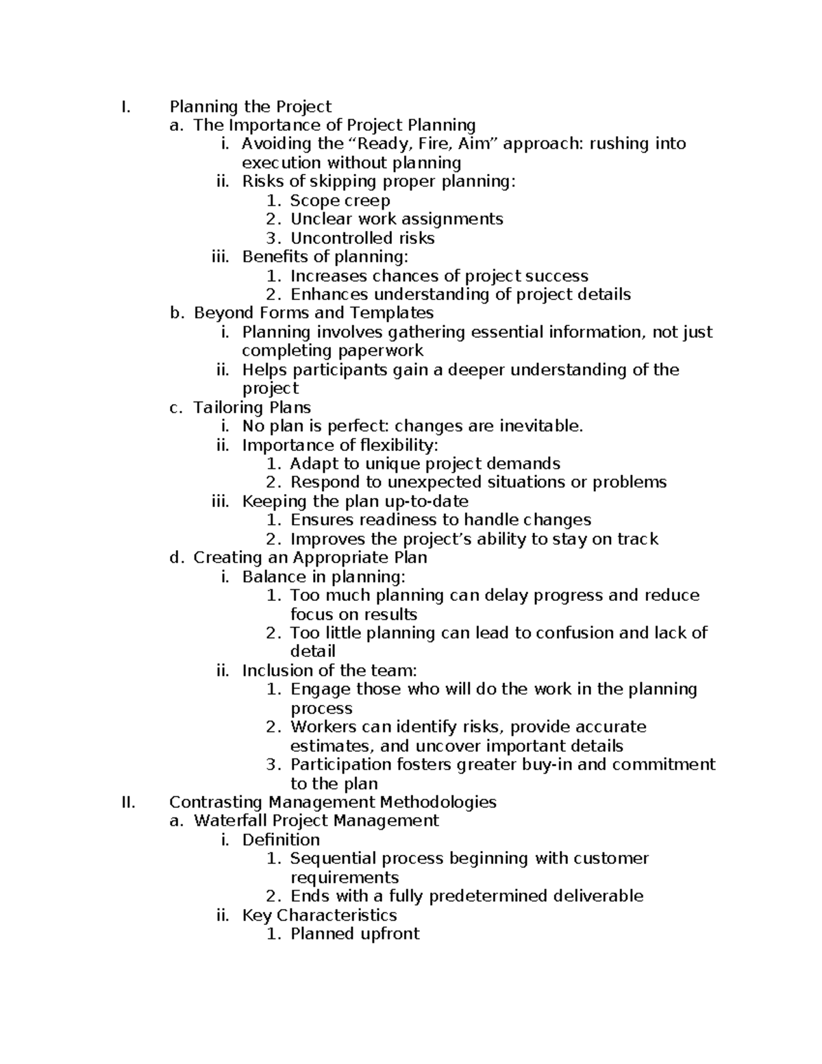 Module 3: Project Management Planning and Methodologies Notes - Studocu