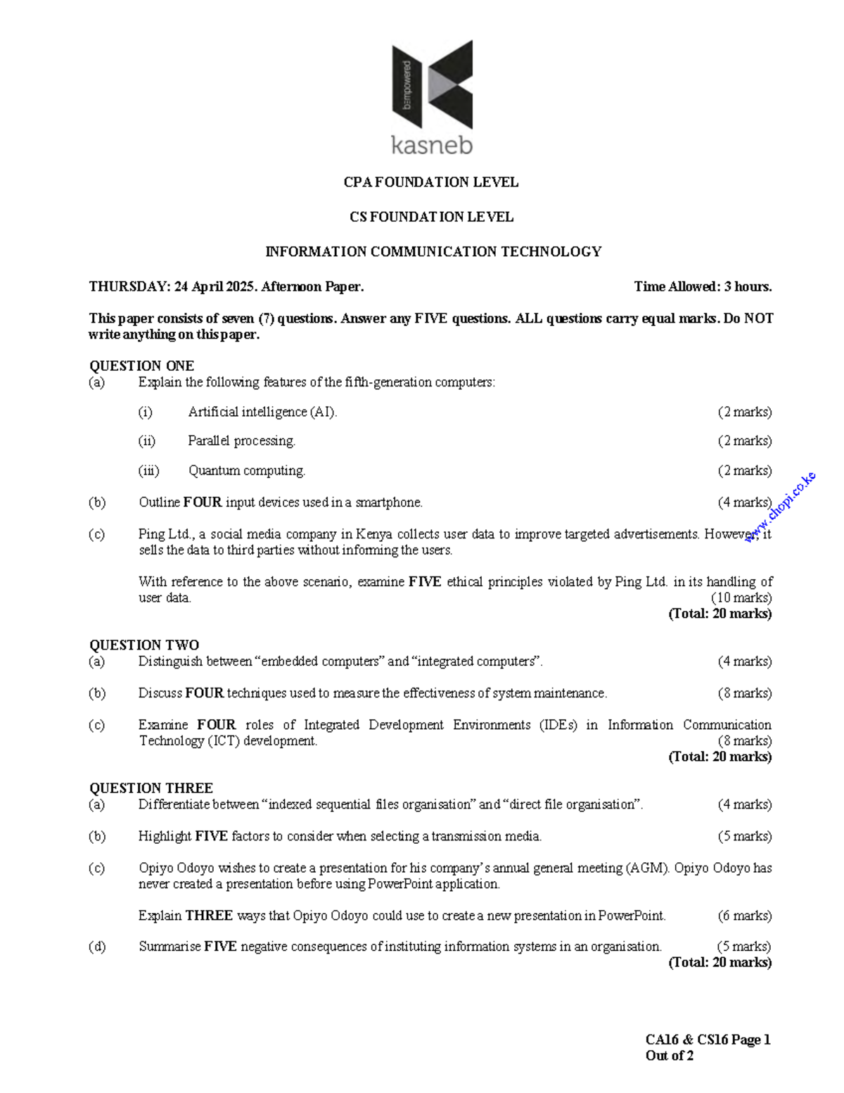 CPA FOUNDATION LEVEL CS FOUNDATION LEVEL INFORMATION COMMUNICATION ...
