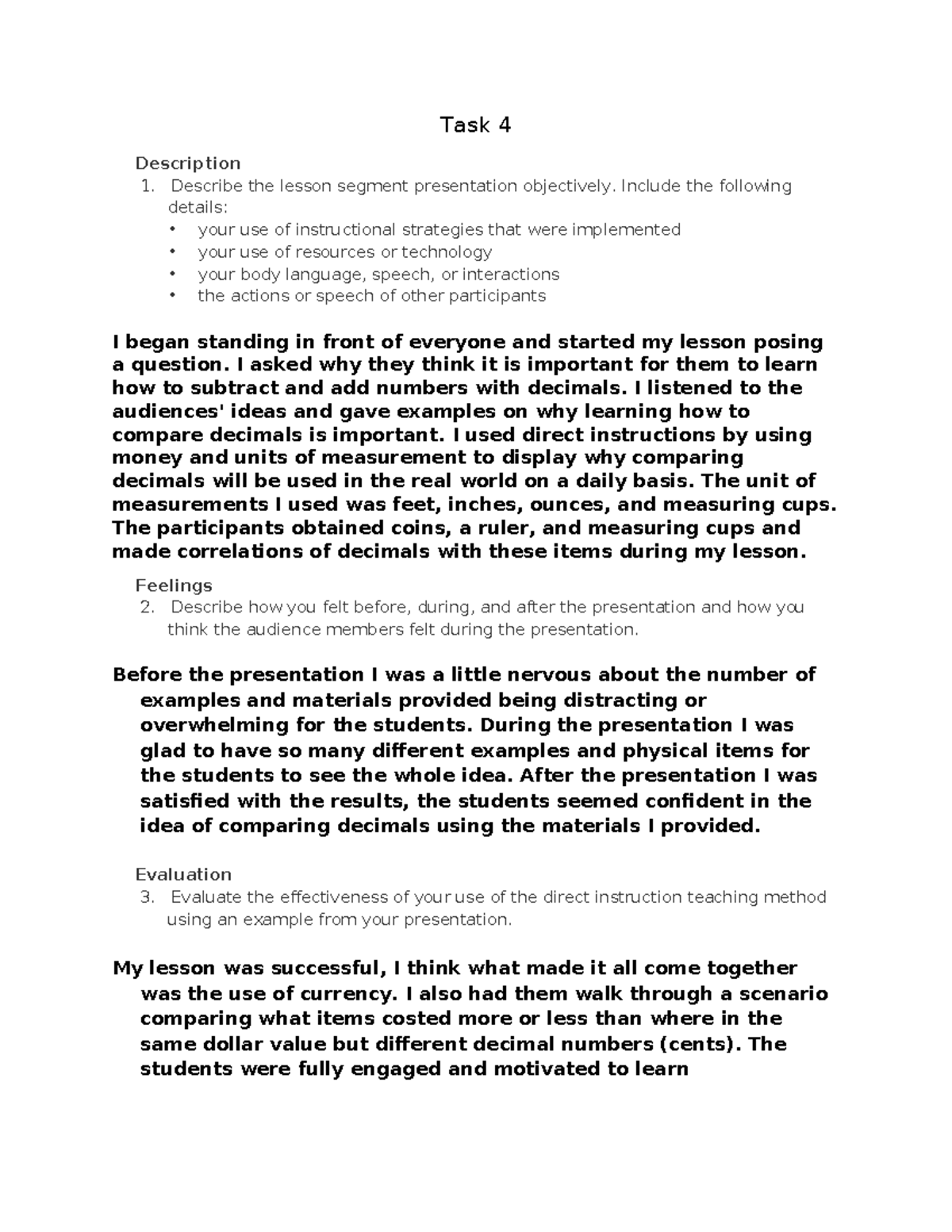 D091 Task 4 - Reflection on Lesson Presentation & Teaching Insights ...