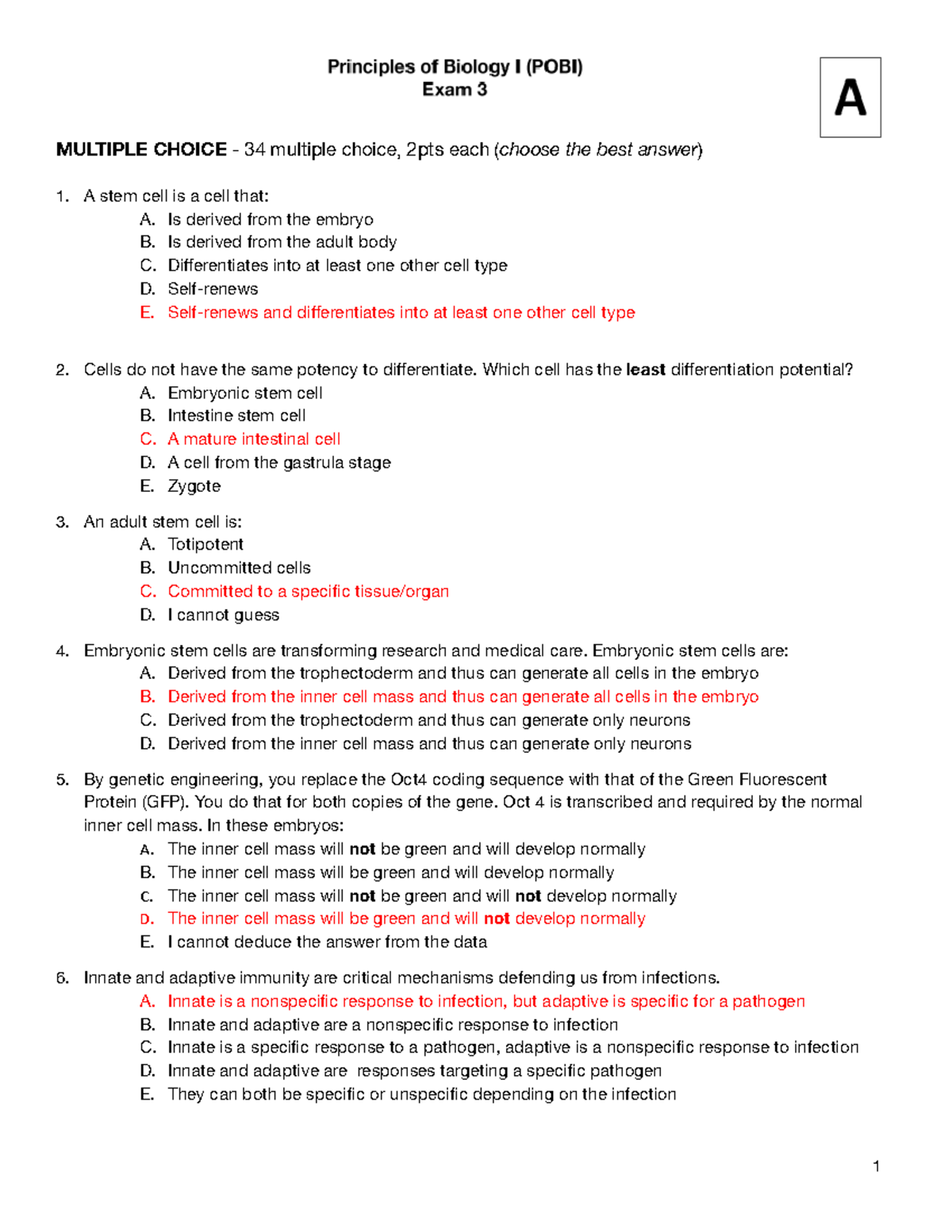 POB Exam 3A - KEY - Comprehensive MCQ Practice Material - Studocu