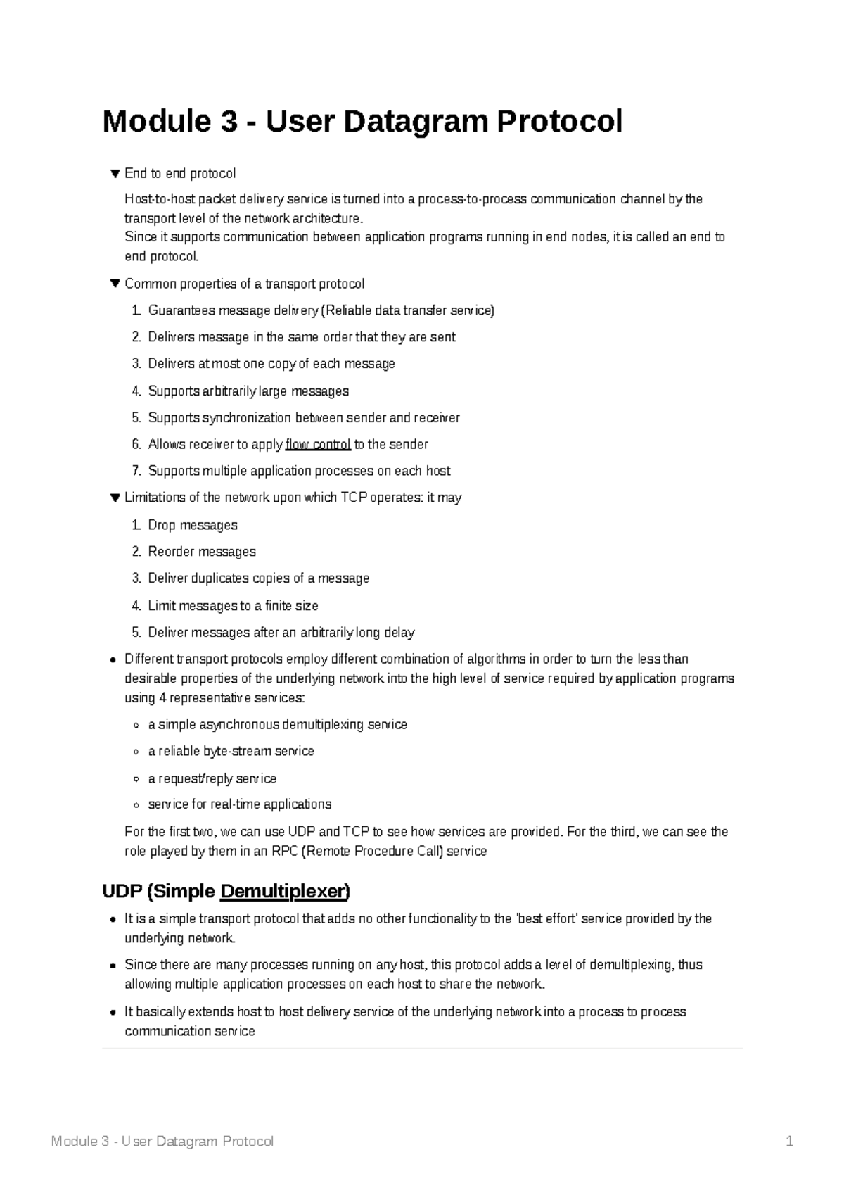 Module 3 - User Datagram Protocol: End-to-End Communication Insights ...