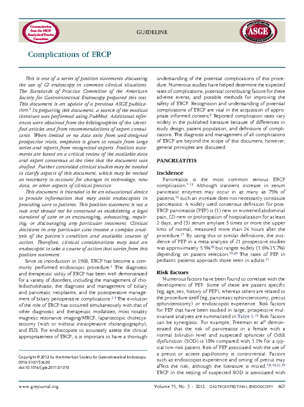 Complications of ERCP: A Comprehensive Guideline Update - Studocu