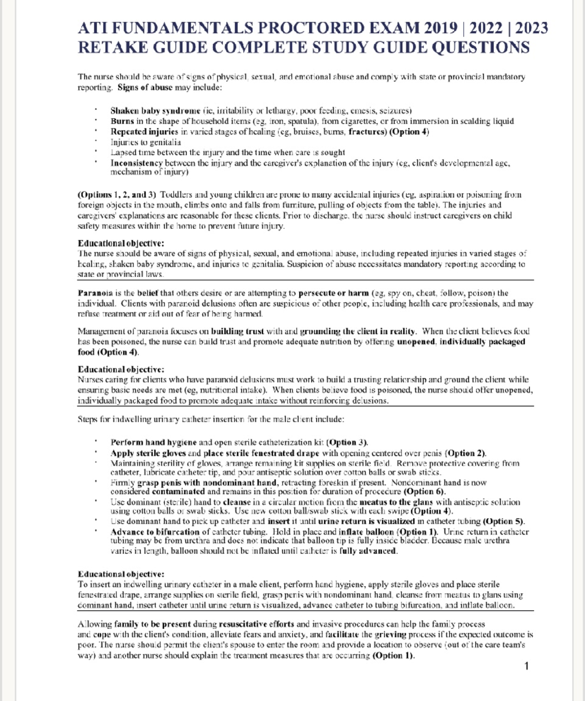 ATI FUNDAMENTALS PROCTORED EXAM 2019-2023 RETAKE STUDY GUIDE - Studocu