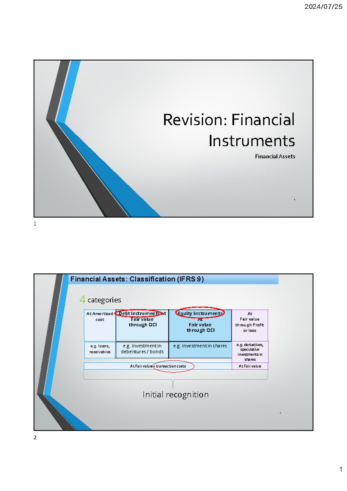 Revision on financial asset classifications - Revision: Financial ...