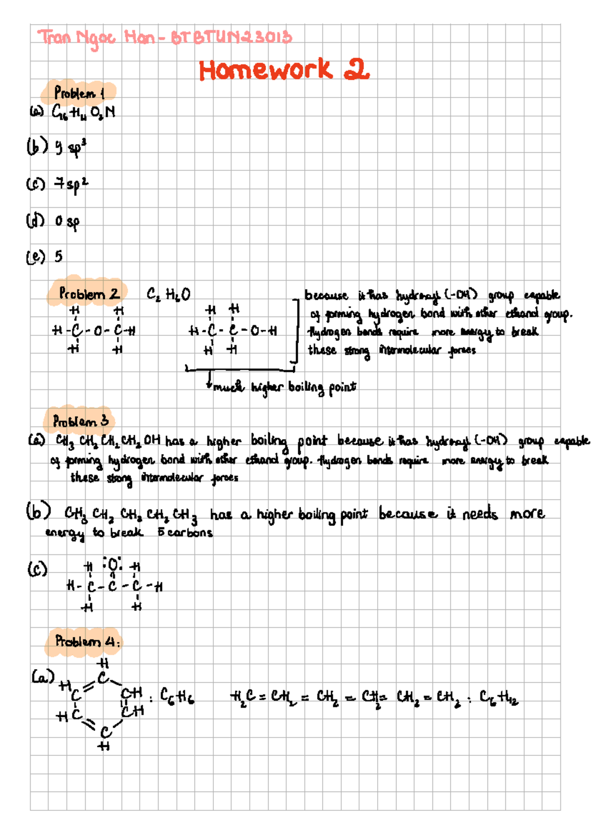 HW 2 - Organic Chemistry Homework Solutions and Explanations - Studocu