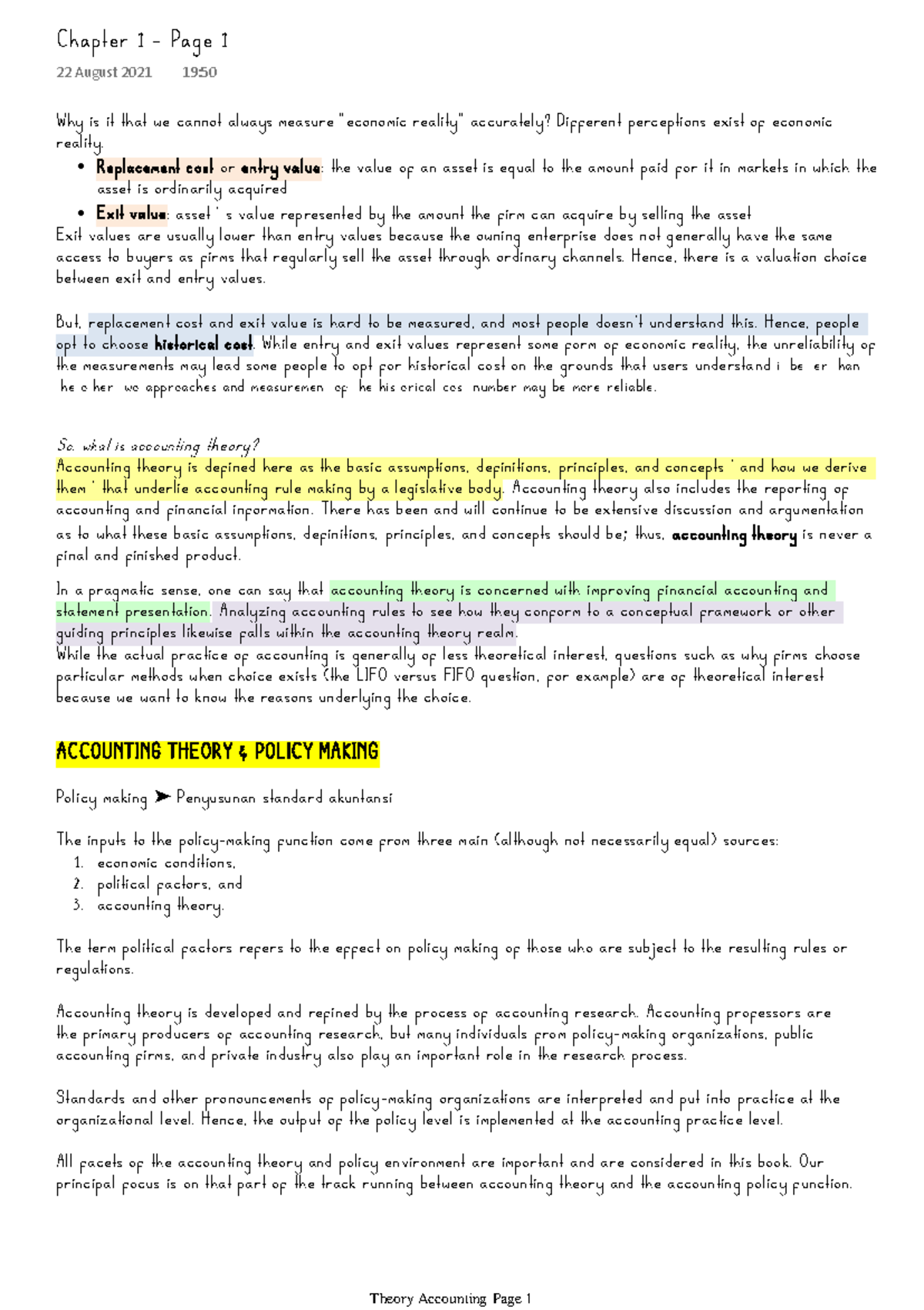 Summary chapter 2 - Accounting Theory Construction - II