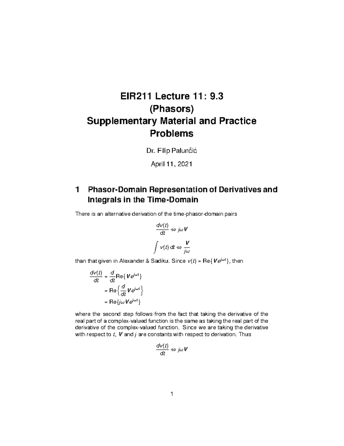 EIR211 L26 Ideal Transformer Exercise Solutions and Analysis - Studocu