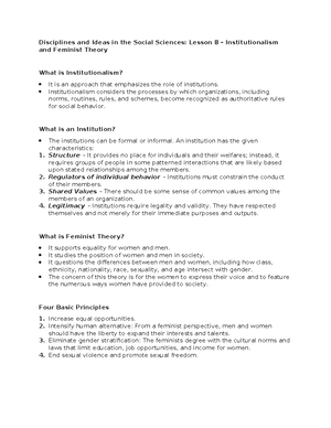DISS - Lesson #10 - The Social Science Ideas and Their Importance in ...
