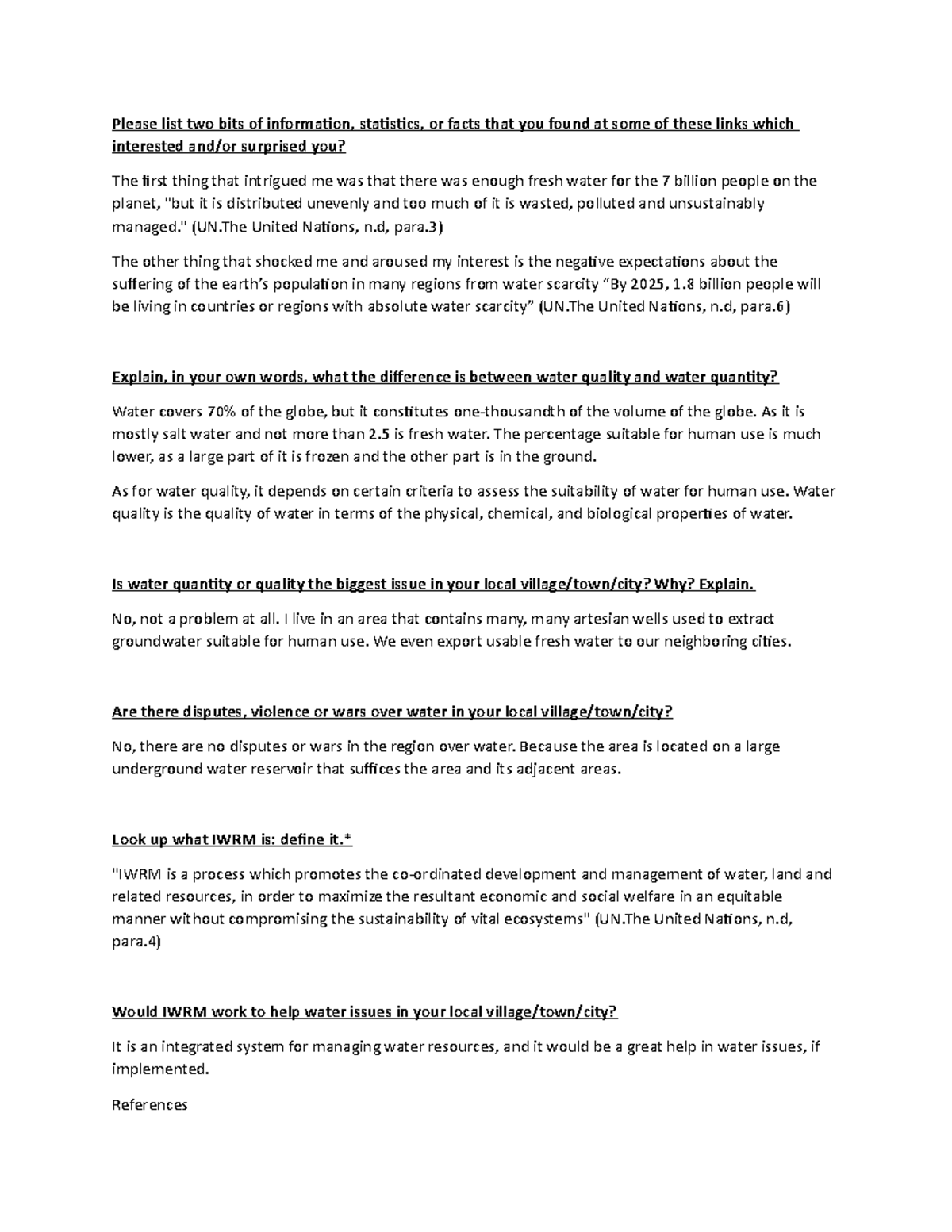 Unit 7 Discussion Forum: Insights on Water Quality and Quantity - Studocu