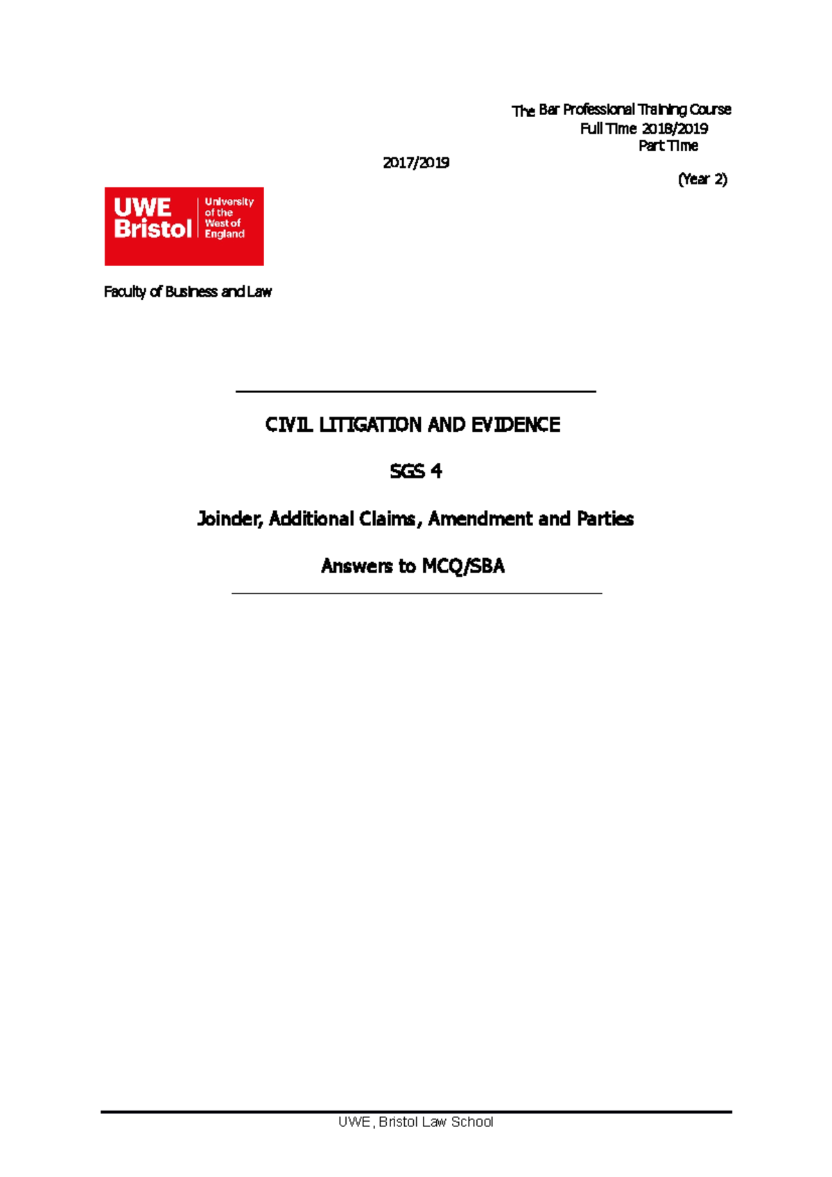 SGS 4 Answers to MCQ-SBA - The Bar Professional Training Course Full ...