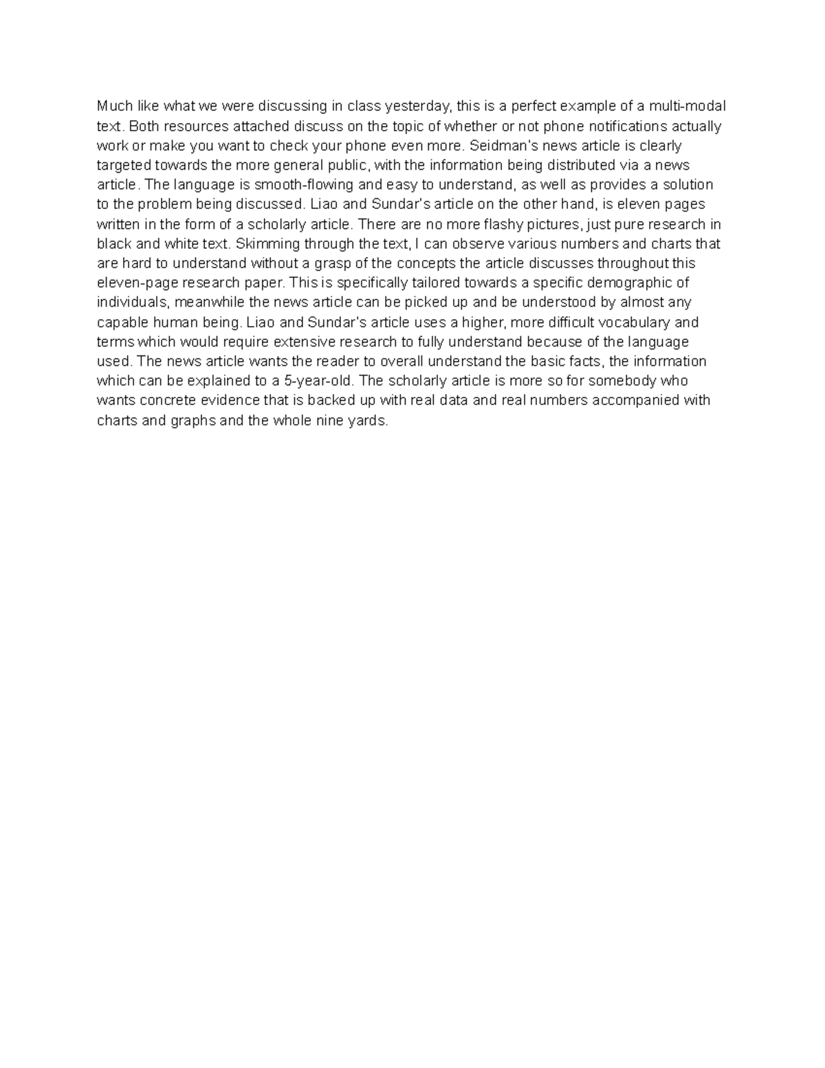 Writing Task 3-1 - Much like what we were discussing in class yesterday ...