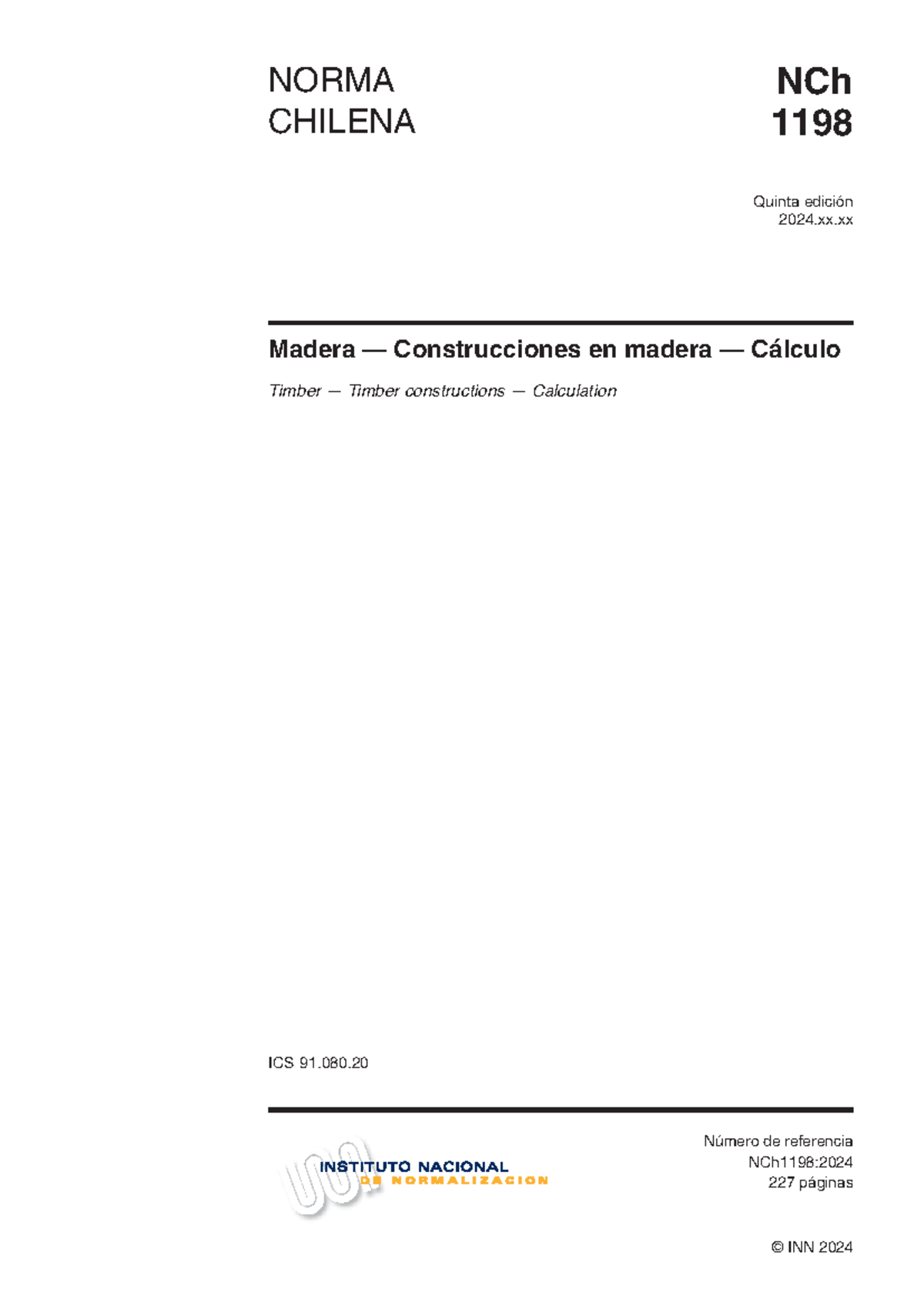 Norma Chilena NCh 1198:2024 - Cálculo y Construcción en Madera - Document Preview