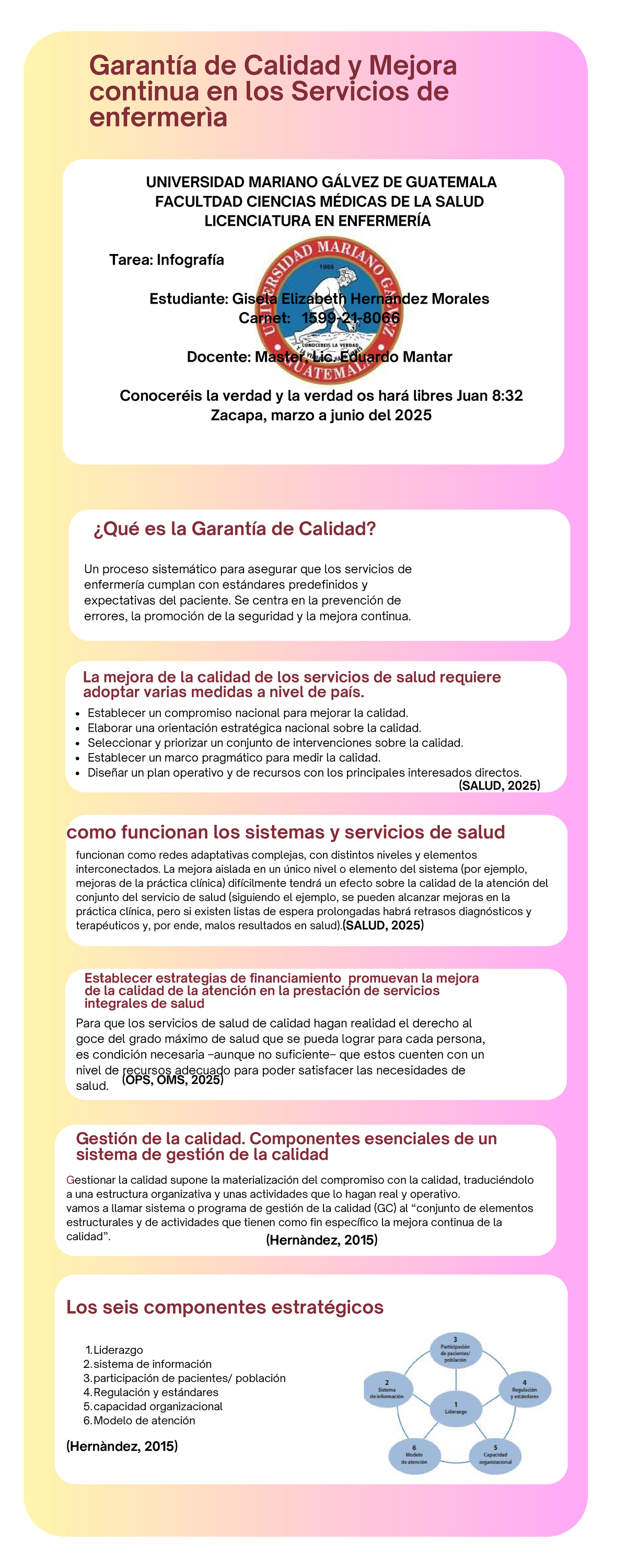 Infografía sobre Garantía de Calidad en Servicios de Enfermería - Lic. en - Document Preview