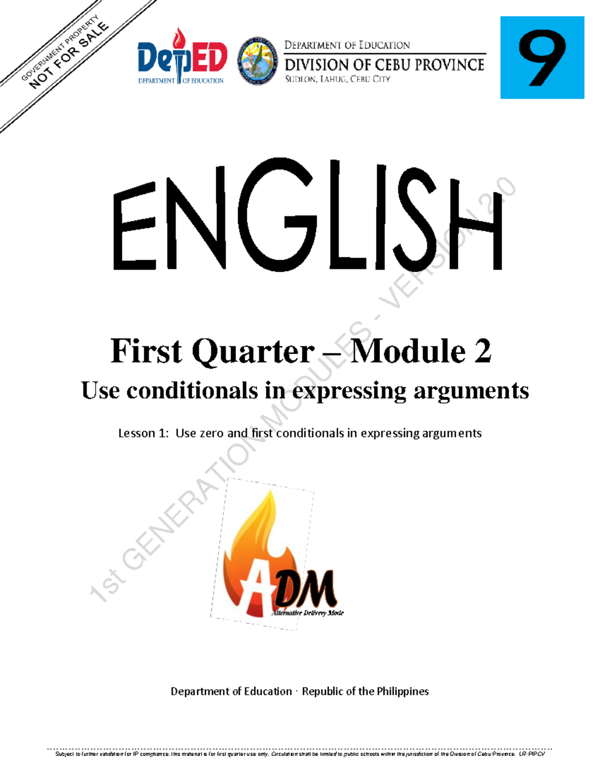 EN9G-IIe-20 First Quarter Module 2 Lesson 1: Conditionals Explained ...
