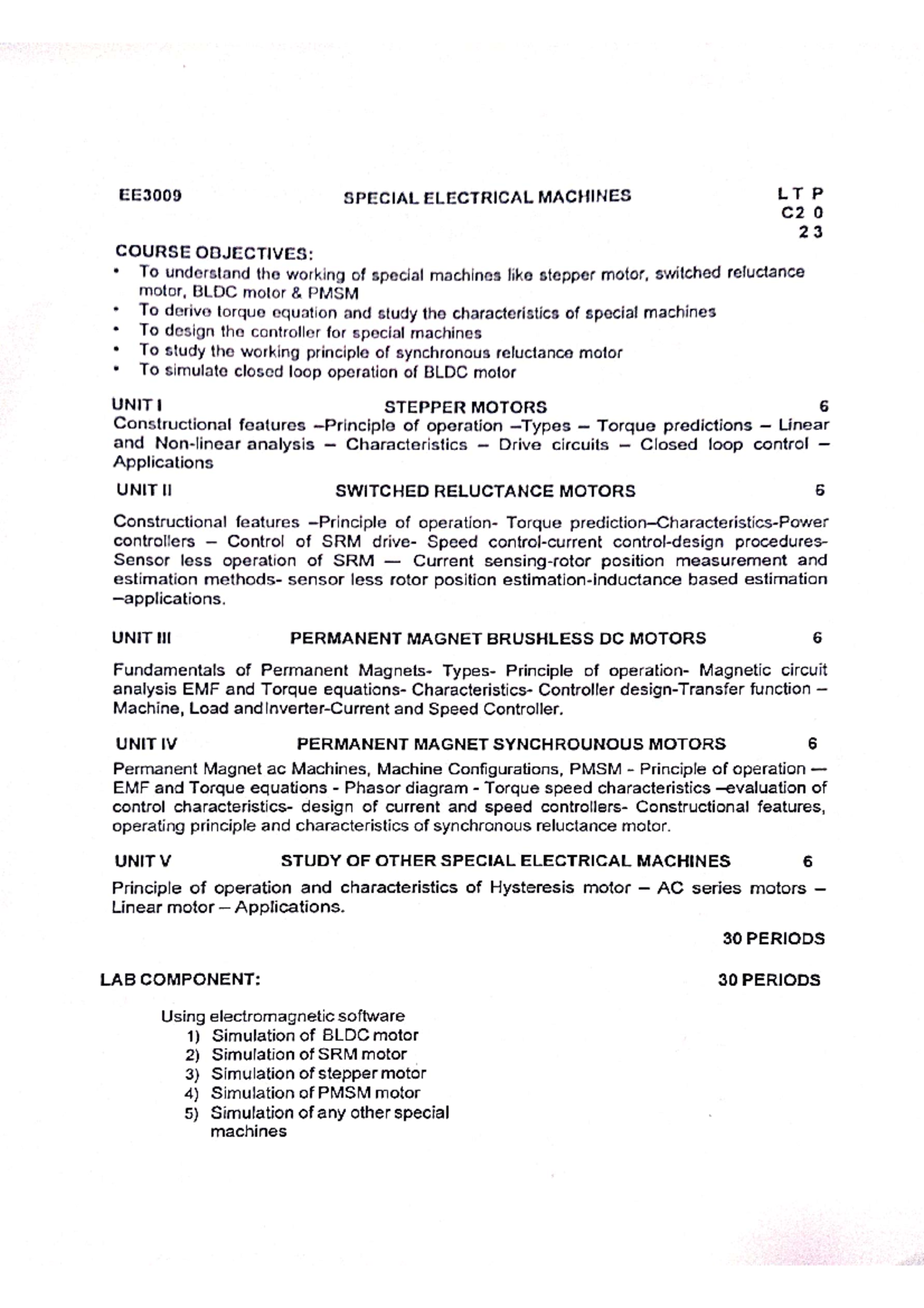 EE3009 SPECIAL ELECTRICAL MACHINES - Comprehensive Notes - Studocu
