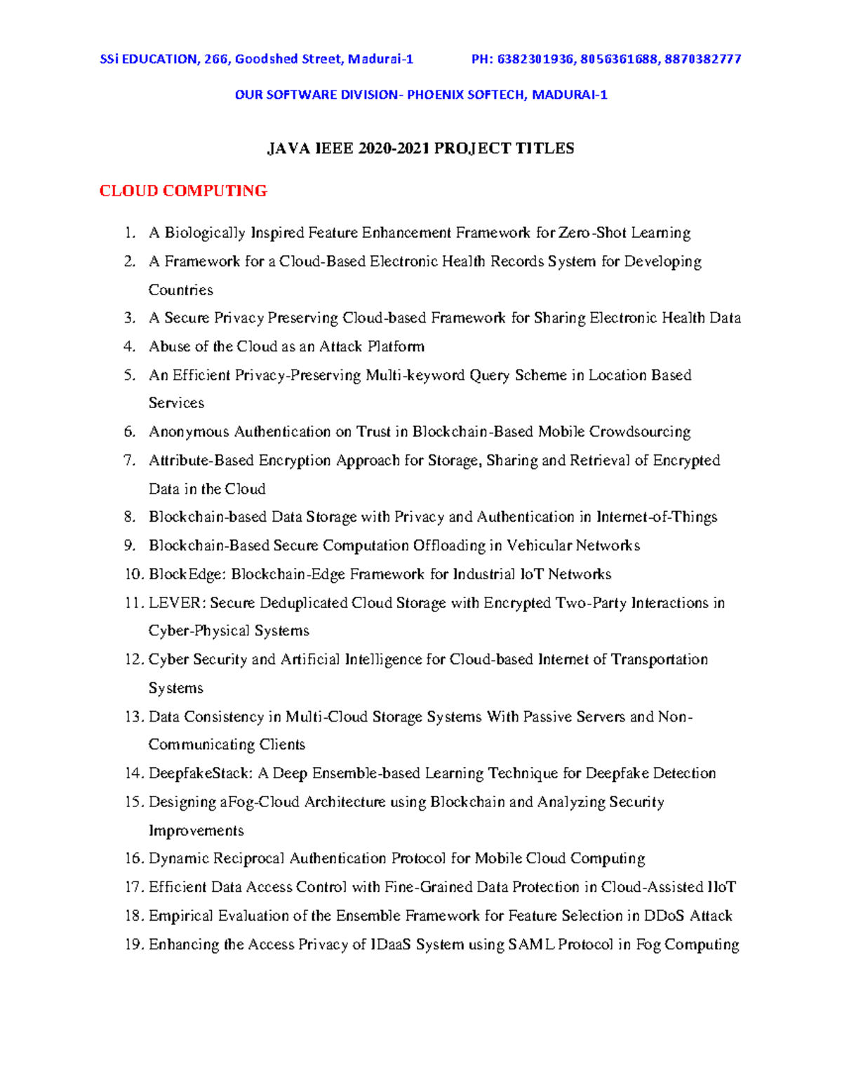 Java Project Titles for Cloud Computing and Blockchain (SSi EDUCATION ...