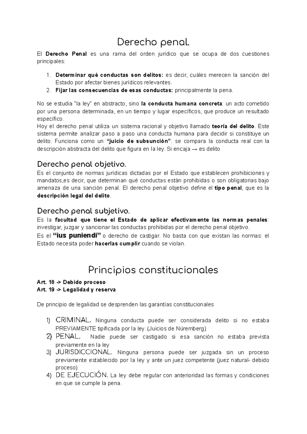 Derecho Penal 1: Teoría del Delito y Principios Constitucionales - Studocu