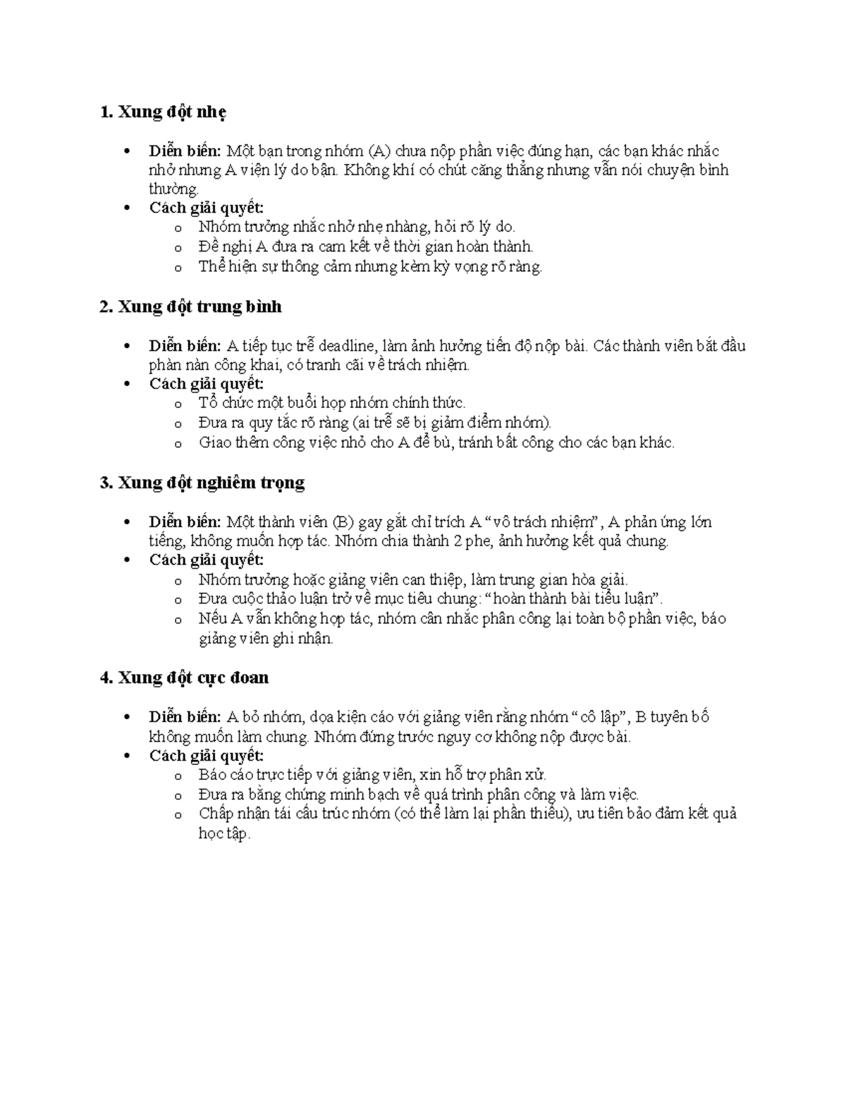 QTXD BT Tình Huống: Giải Quyết Xung Đột Nhóm Trong Học Tập - Studocu