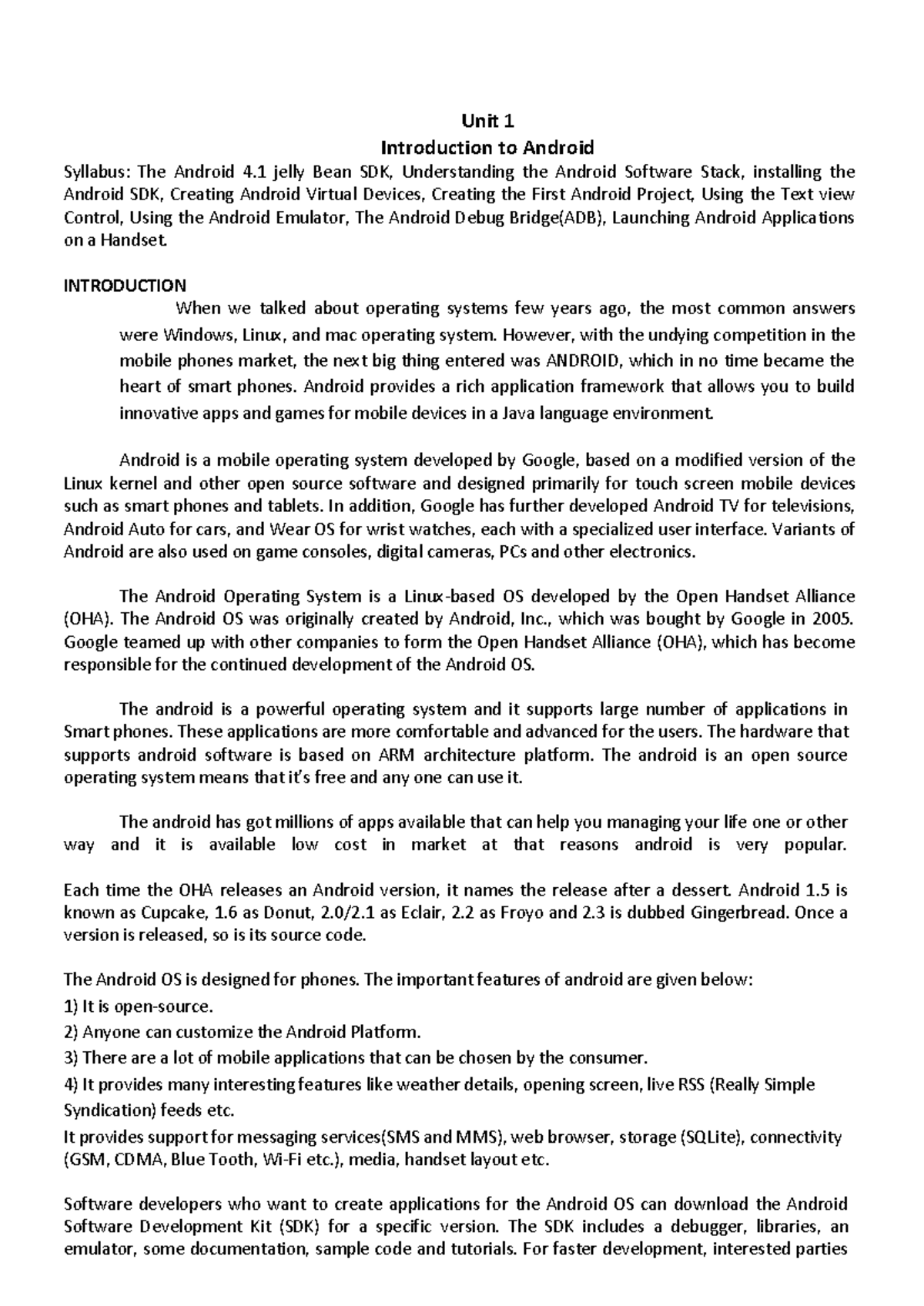 MAD 101 Final Exam Study Notes: Android Unit 1 Overview - Studocu