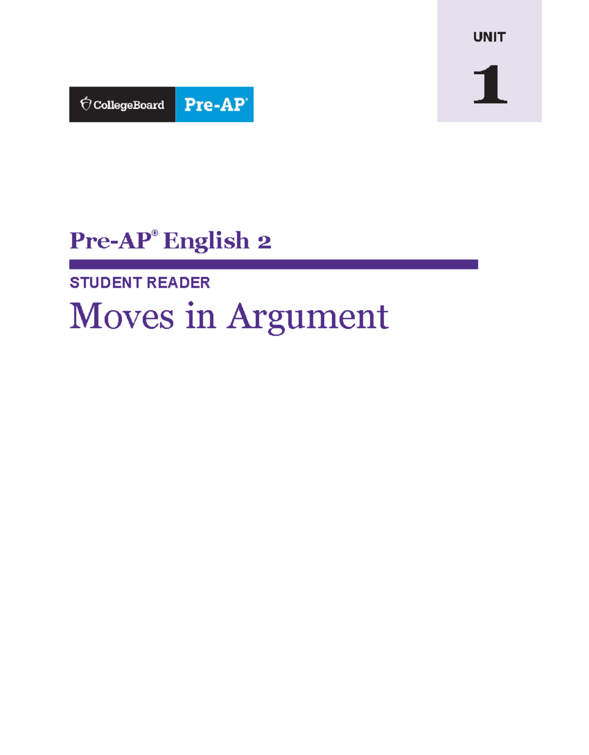 ENG2 SDR U1 - Moves in Argument: Readings and Insights - Studocu