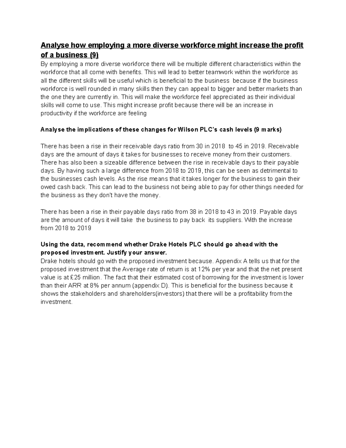 Diverse Workforce Impact on Business Profit: Case Study Analysis - Studocu