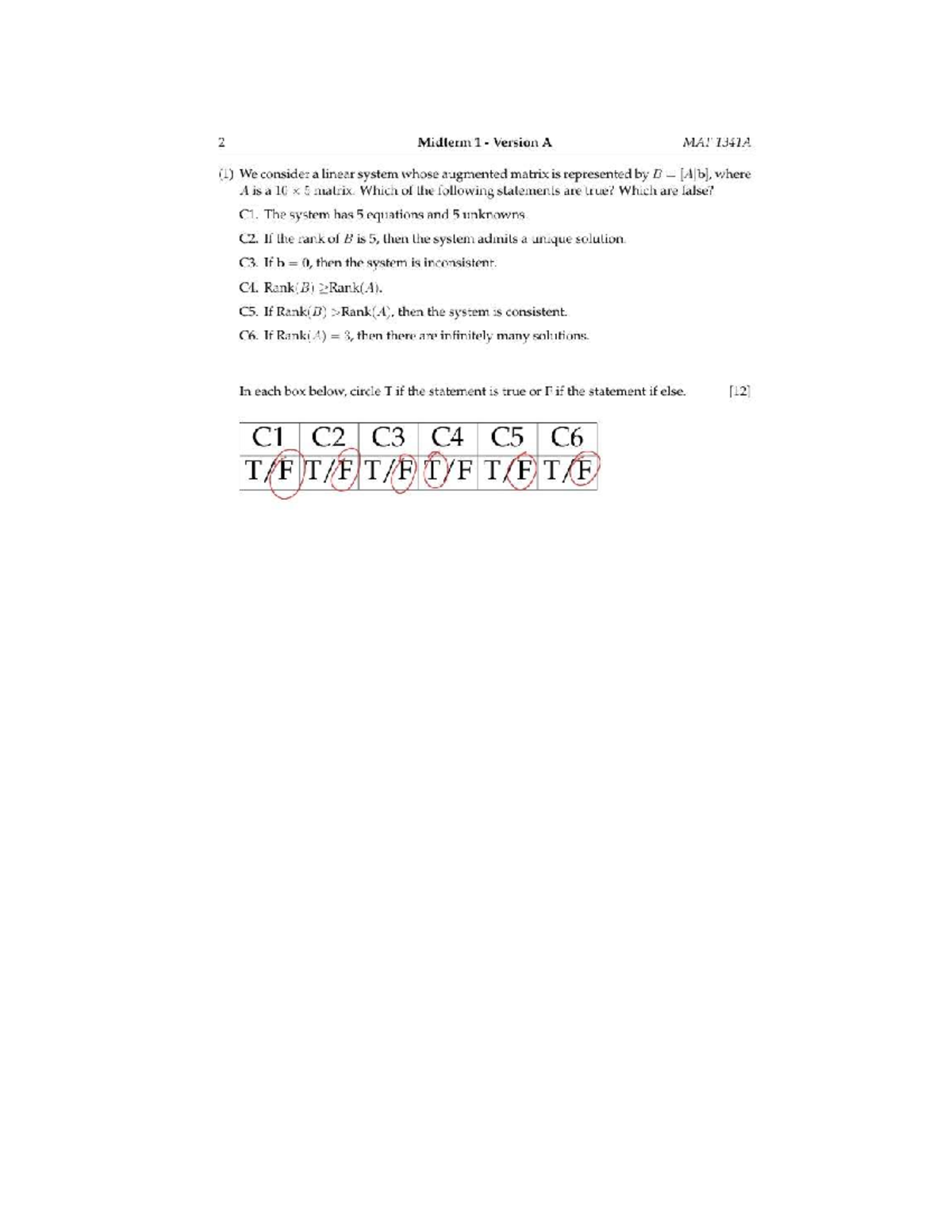 Midterm 1 Review for MAT 1341A: Linear Systems Analysis - Studocu