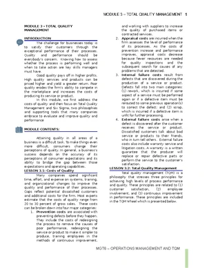 Module 3 - TQM - Lecture notes 3 - 1 MODULE 3 – TOTAL QUALITY ...