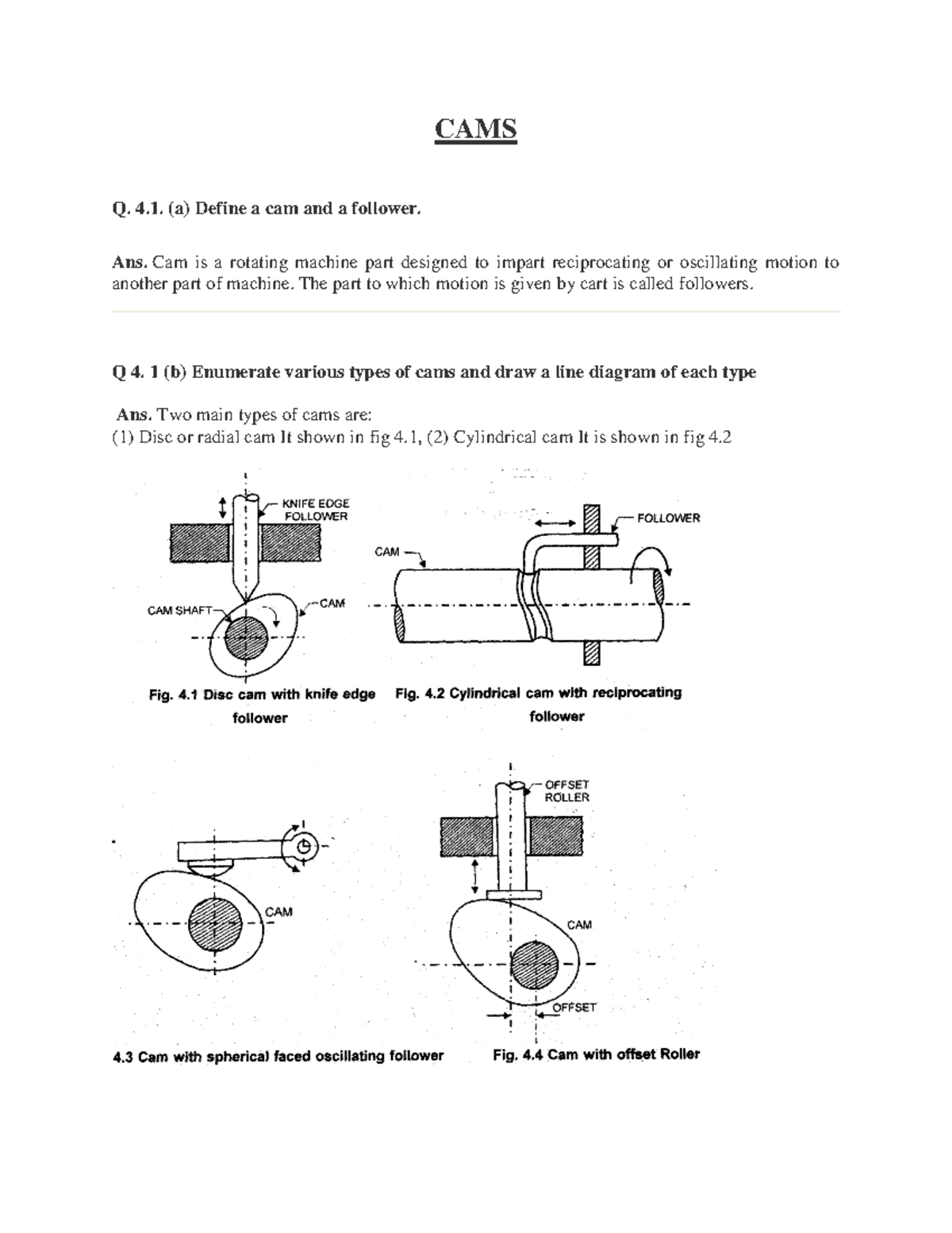 CAMS: Detailed Notes on Cam and Follower Mechanics - Tom 11 - Studocu
