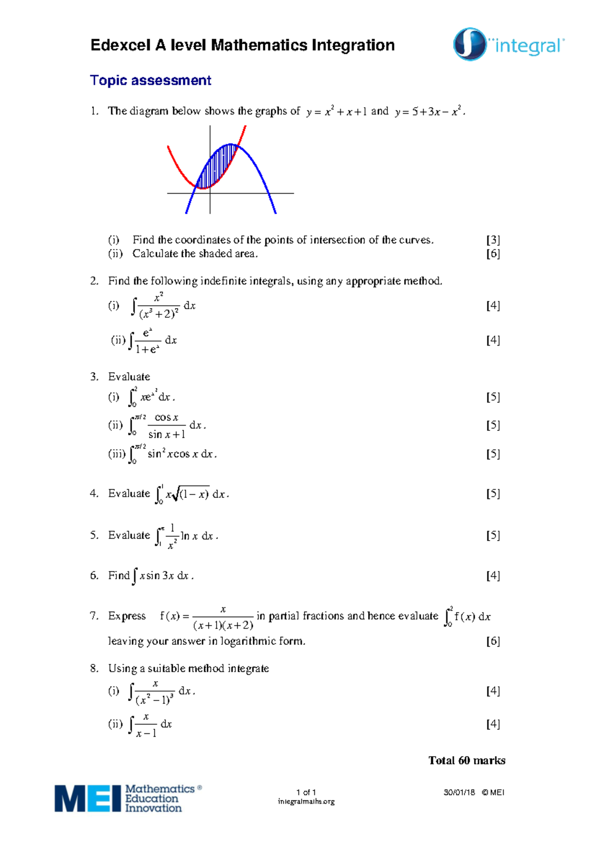 Maths parametric revision - Edexcel A level Mathematics Integration 1 ...
