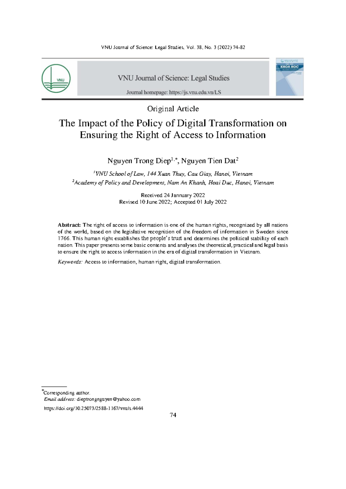 4444 85 9507 2 10 20220928 - VNU Journal of Science: Legal Studies, Vol ...