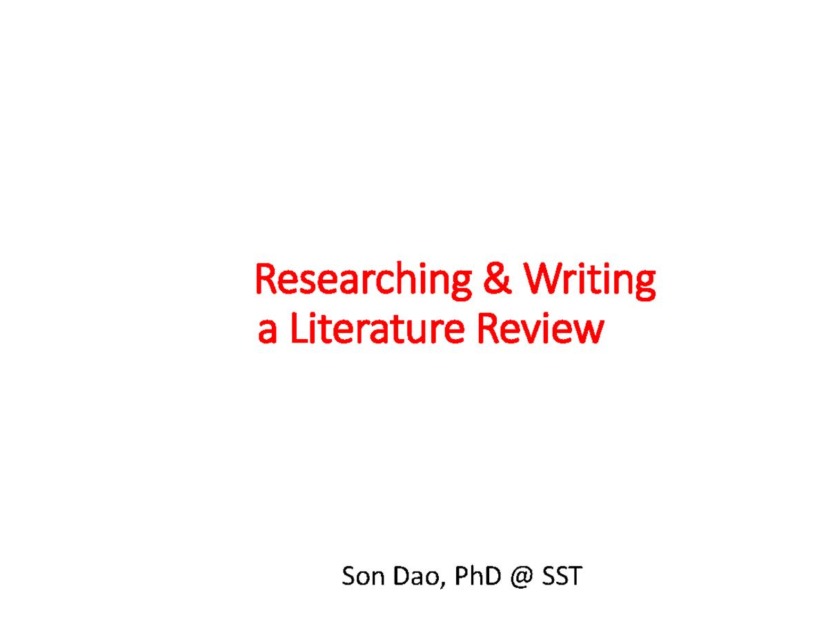 SST 101: Writing a Literature Review - Guidelines and Process - Studocu