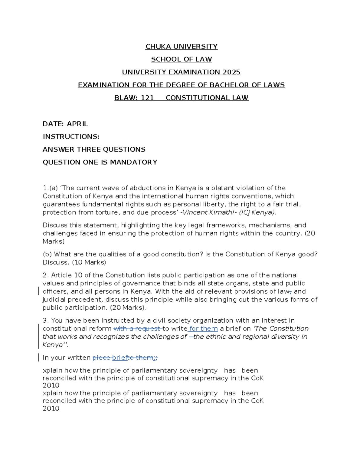 BLAW 121 - Constitutional Law Exam Notes: Key Issues & Frameworks - Studocu