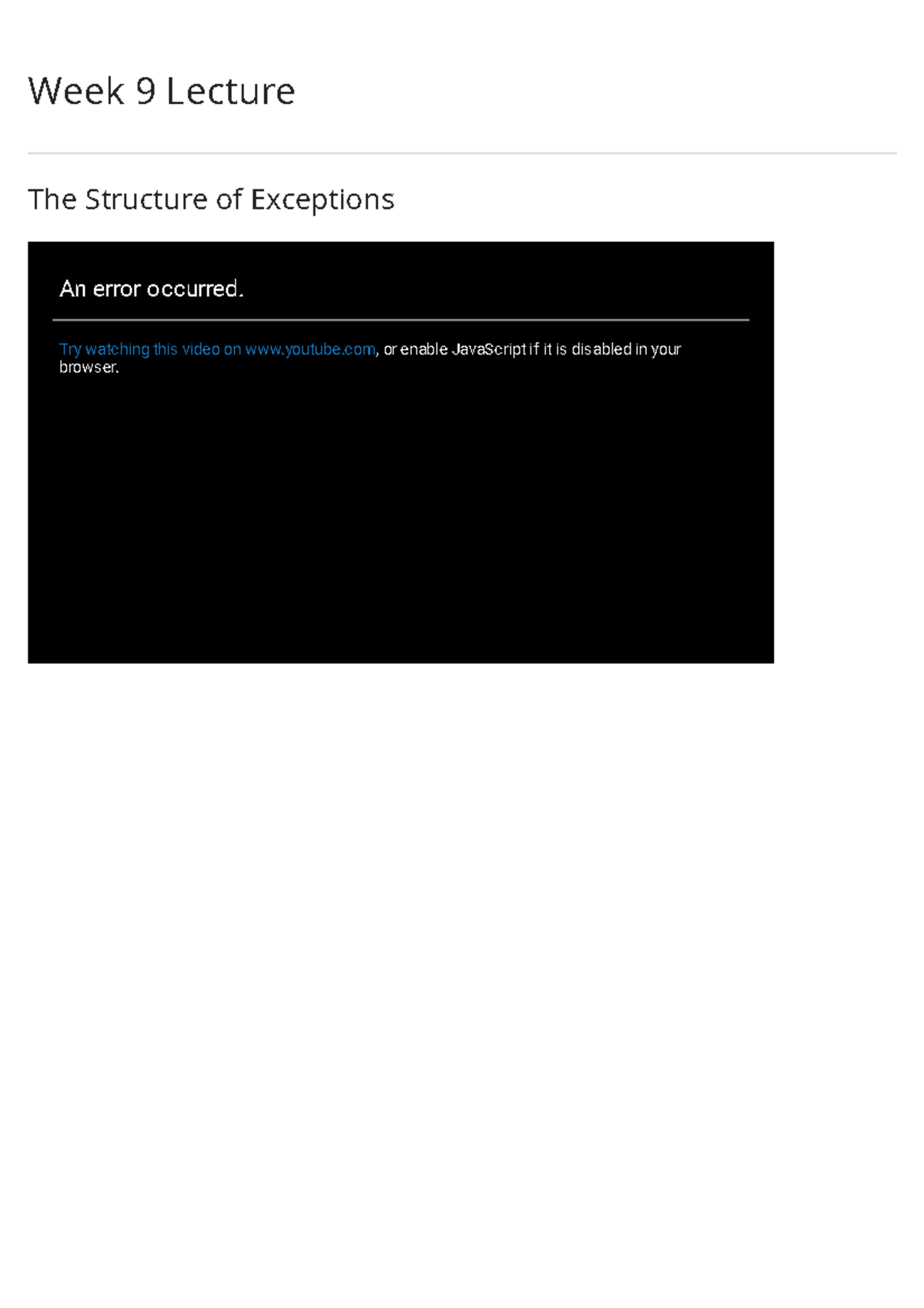 Week 9 Lecture Notes: Understanding Exceptions in Java & Python - Studocu