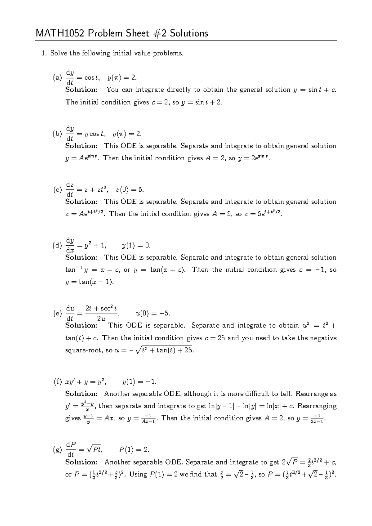 T02-ODE2 Sols: Initial Value Problems & First-Order ODEs Solutions ...